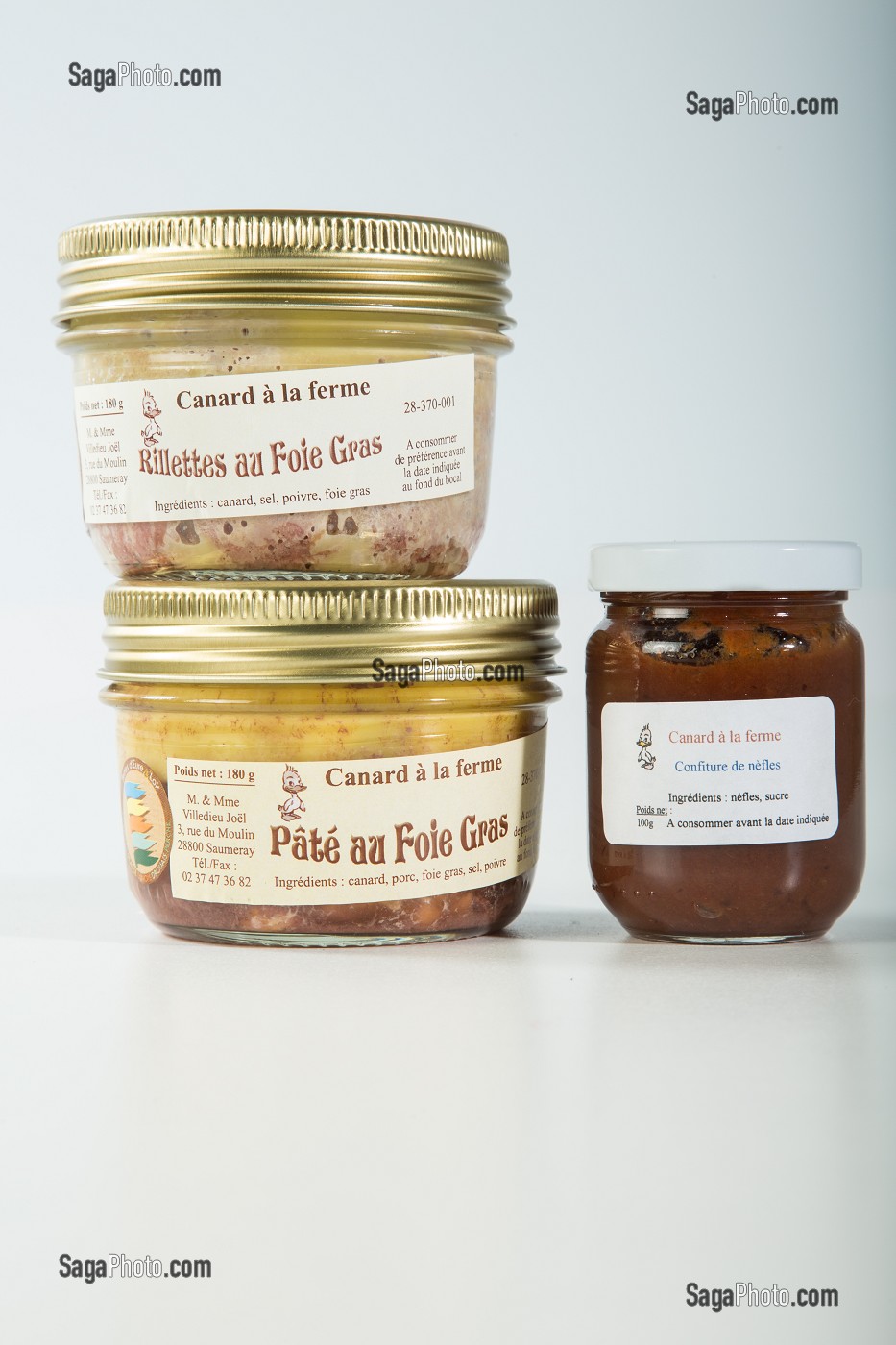 RILLETTES AU FOIE GRAS ET CONFITURE DE NEFLES, CANARD A LA FERME, TERRE D'EURE-ET-LOIR, JOEL VILLEDIEU, SAUMERAY (28), FRANCE 