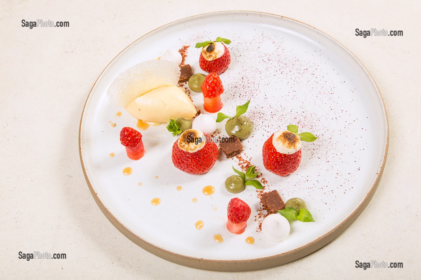 RECETTE FRAISES ET GLACE AU SAFRAN PAR LE CHEF CHRISTOPHE HAY DE LA MAISON D'A COTE DE MONTLIVAULT, LOIR-ET-CHER (41), FRANCE 