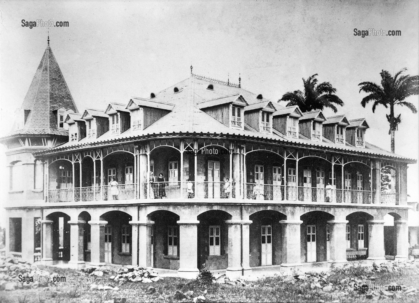 HABITATION LA FAVORITE EN 1923, PHOTO NOIR ET BLANC, DISTILLERIE LA FAVORITE, FORT-DE-FRANCE, MARTINIQUE, ANTILLES FRANCAISES, FRANCE 