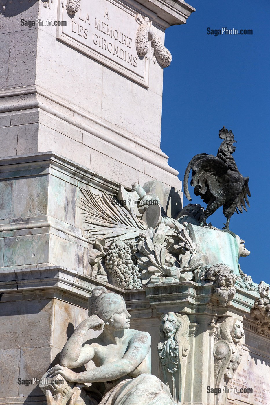 LE COQ GAULOIS, MONUMENT DES GIRONDINS A LA MEMOIRE DES DEPUTES GIRONDINS, PLACE DES QUINCONCES, VILLE DE BORDEAUX, GIRONDE (33), FRANCE 