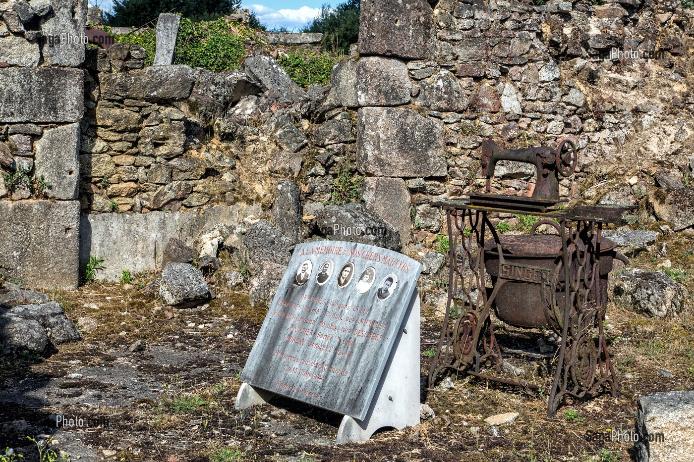 VILLAGE MARTYR D'ORADOUR-SUR-GLANE DETRUIT LE 10 JUIN 1944 L'ARMEE ALLEMANDE, BATAILLON SS PANZERGENADIER DER FUHRER AVEC UN MASSACRE DE LA POPULATION FAISANT 642 MORTS, HAUTE-VIENNE (87), FRANCE 