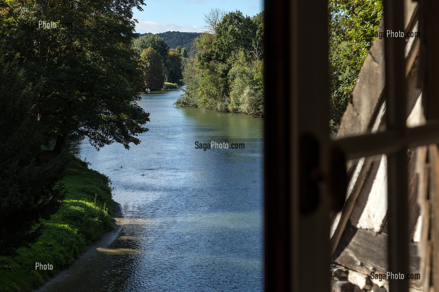 VUE DE LA CHAMBRE DU MOULIN D'ANDE OU GEORGE PEREC SEJOURNA 5 ANNEES A PARTIR DE 1965 ET OU IL A ECRIT LE ROMAN 'LA DISPARITION', ANDE (27), FRANCE 