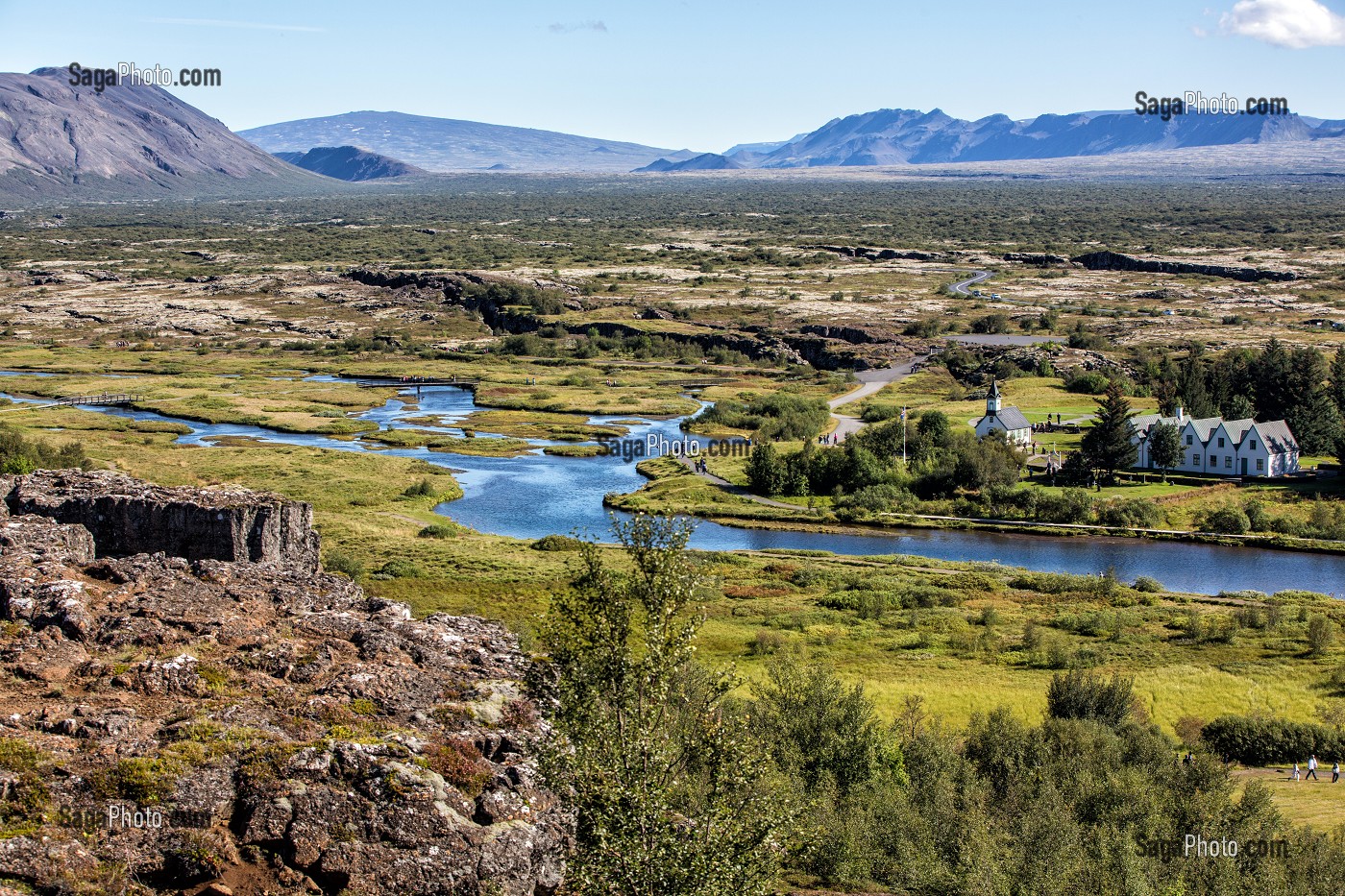 RESIDENCE D'ETE DU PREMIER MINISTRE ISLANDAIS, PARC NATIONAL DE THINGVELLIR, SITE CLASSE AU PATRIMOINE MONDIAL DE L'UNESCO, CERCLE D'OR, GOLDEN CIRCLE, L'ISLANDE 