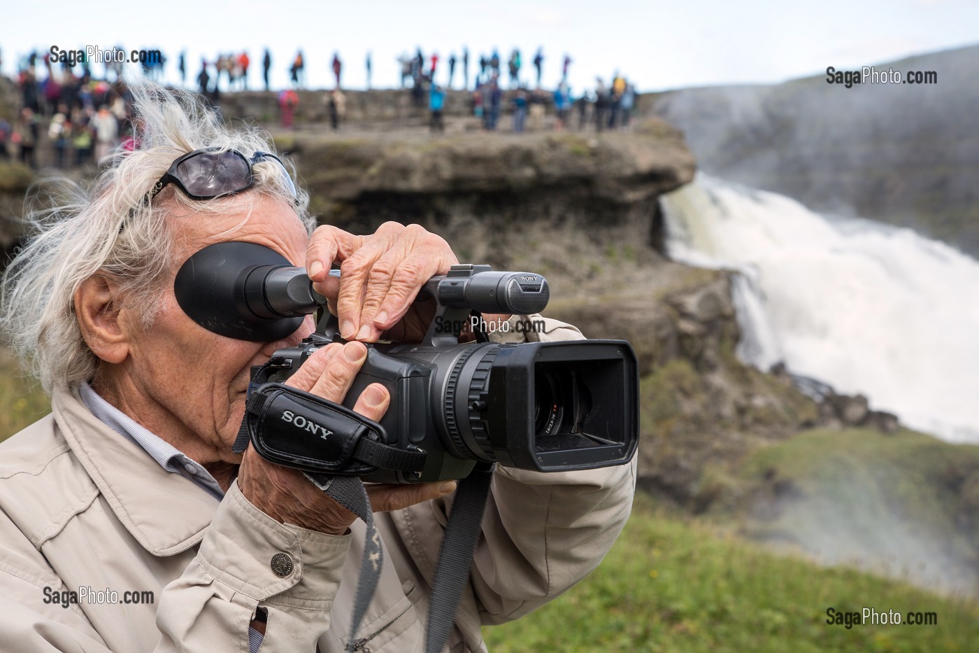 CASCADE DE GULLFOSS, HAUTE DE 32 METRES, CHUTES D'OR, CERCLE D'OR, GOLDEN CIRCLE, SUD DE L'ISLANDE, EUROPE, ISLANDE 