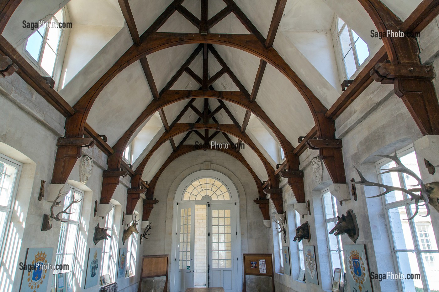 SALLE DES TROPHEES DE CHASSE, CHATEAU DE BIZY, VERNON (27), FRANCE 