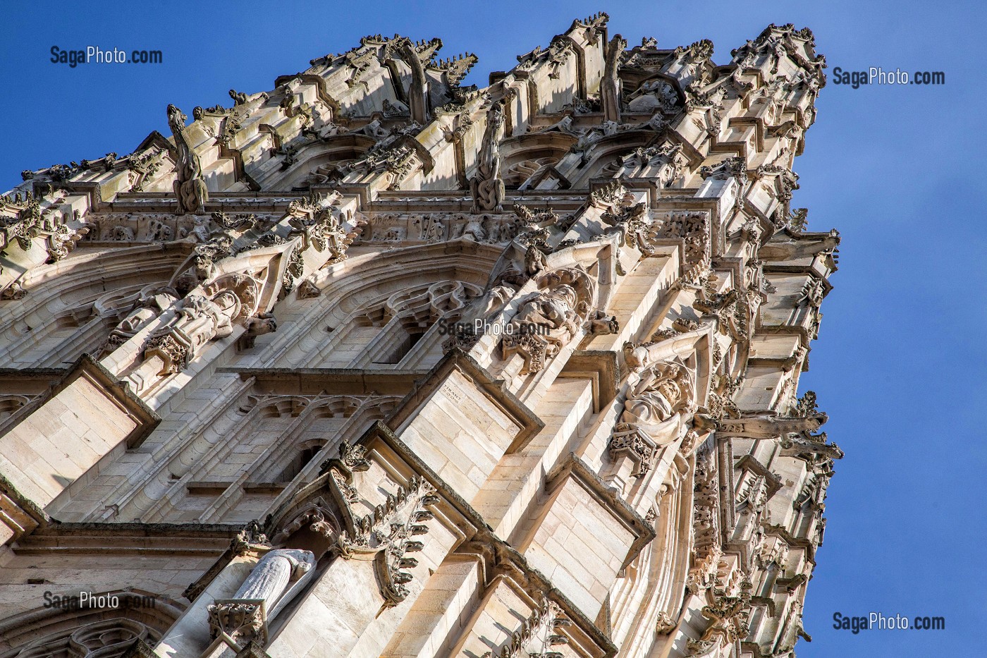 DETAIL DES SCULPTURES DE LA TOUR DE BEURRE, CATHEDRALE NOTRE-DAME, ROUEN (76), FRANCE 