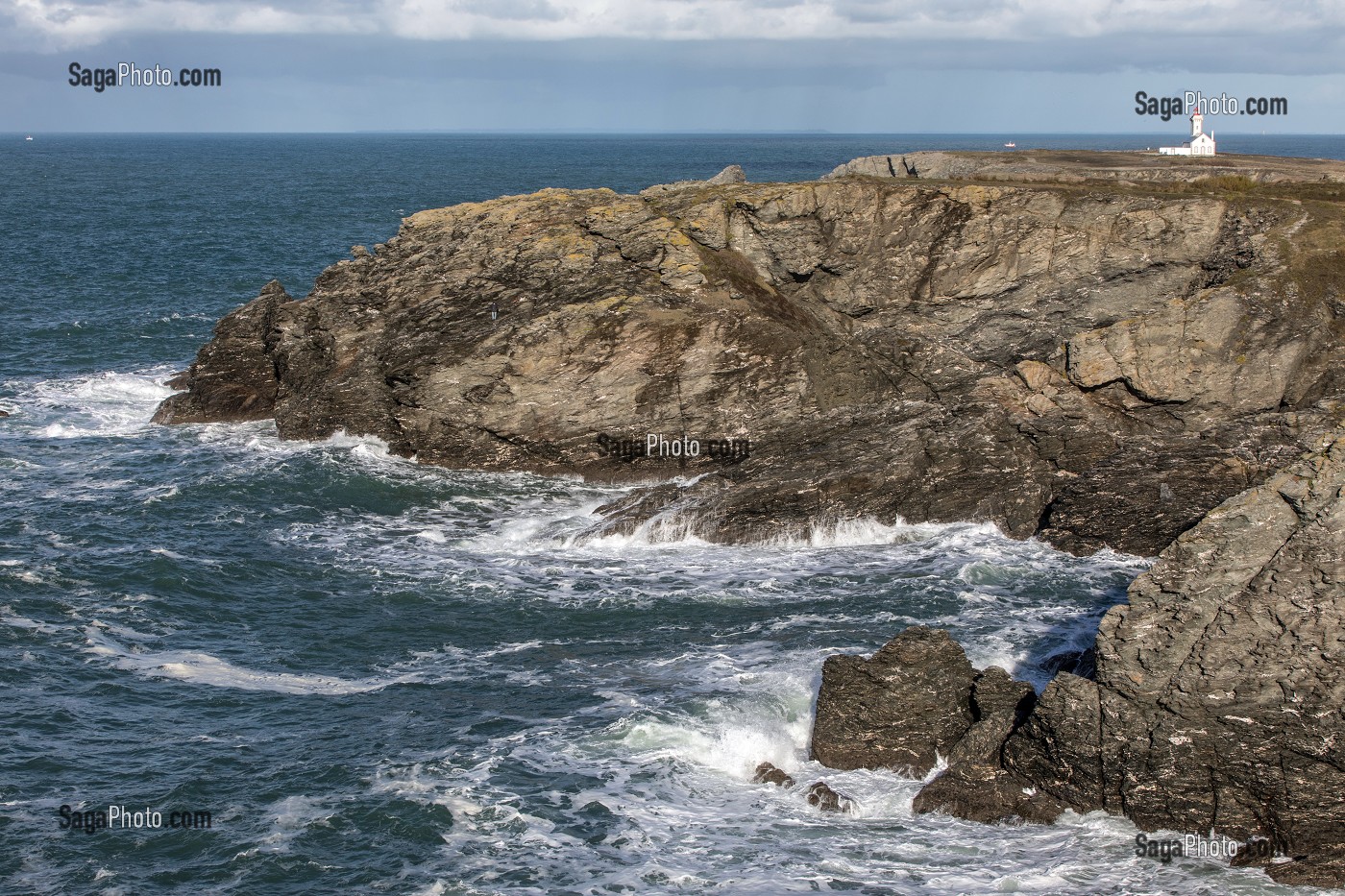 PHARE DES POULAINS SUR L'ILE DES POULAINS, SAUZON, MORBIHAN (56), FRANCE 