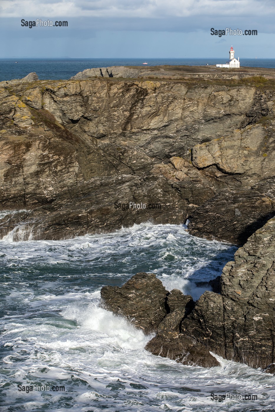PHARE DES POULAINS SUR L'ILE DES POULAINS, SAUZON, MORBIHAN (56), FRANCE 