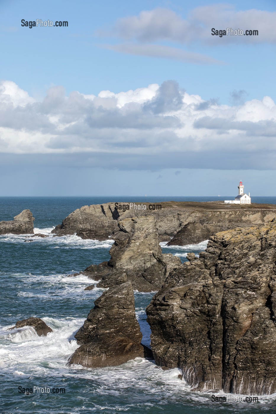 PHARE DES POULAINS SUR L'ILE DES POULAINS, SAUZON, MORBIHAN (56), FRANCE 