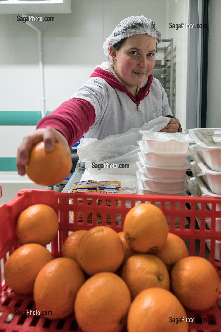 PREPARATION DES REPAS POUR LES BENEFICIAIRES A LA CUISINE CENTRALE, ADMR (AIDE A DOMICILE EN MILIEU RURAL), NOGENT-LE-ROI (28), FRANCE 