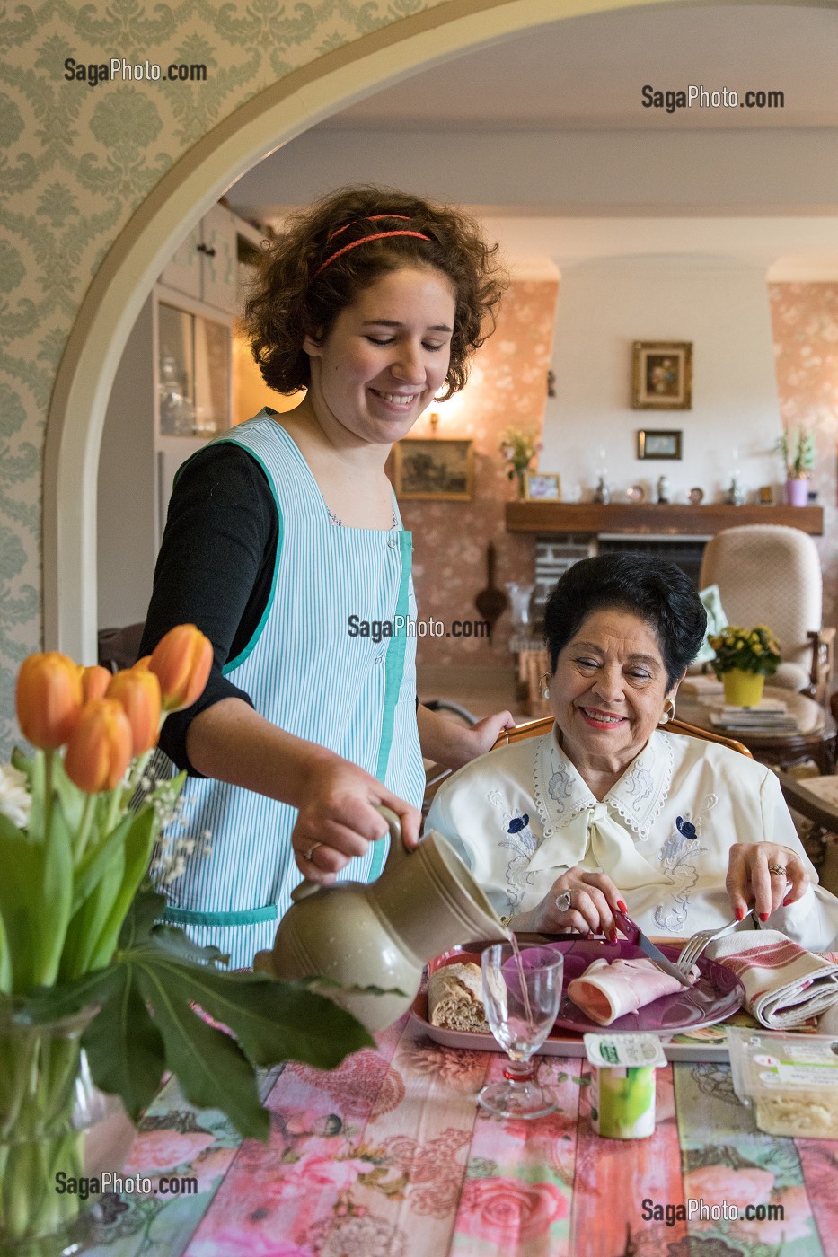 PERSONNES AGEES ET SALARIE, AIDE AUX REPAS, ADMR (AIDE A DOMICILE EN MILIEU RURAL), NOGENT-LE-ROI (28), FRANCE 