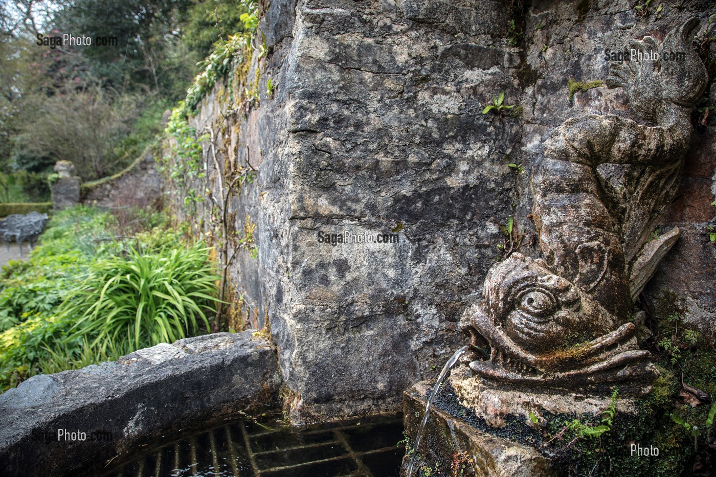 FONTAINE DU JARDIN CLOS DU CHATEAU, PARC NATIONAL DE GLENVEAGH, COMTE DE DONEGAL, IRLANDE 