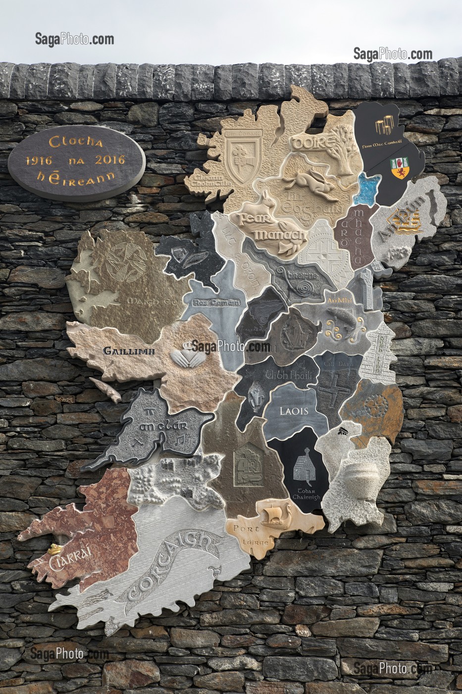 CARTE D'IRLANDE AVEC SES DIFFERENTES COMTES, GLEANN CHOLM CILLE, COMTE DE DONEGAL, IRLANDE 