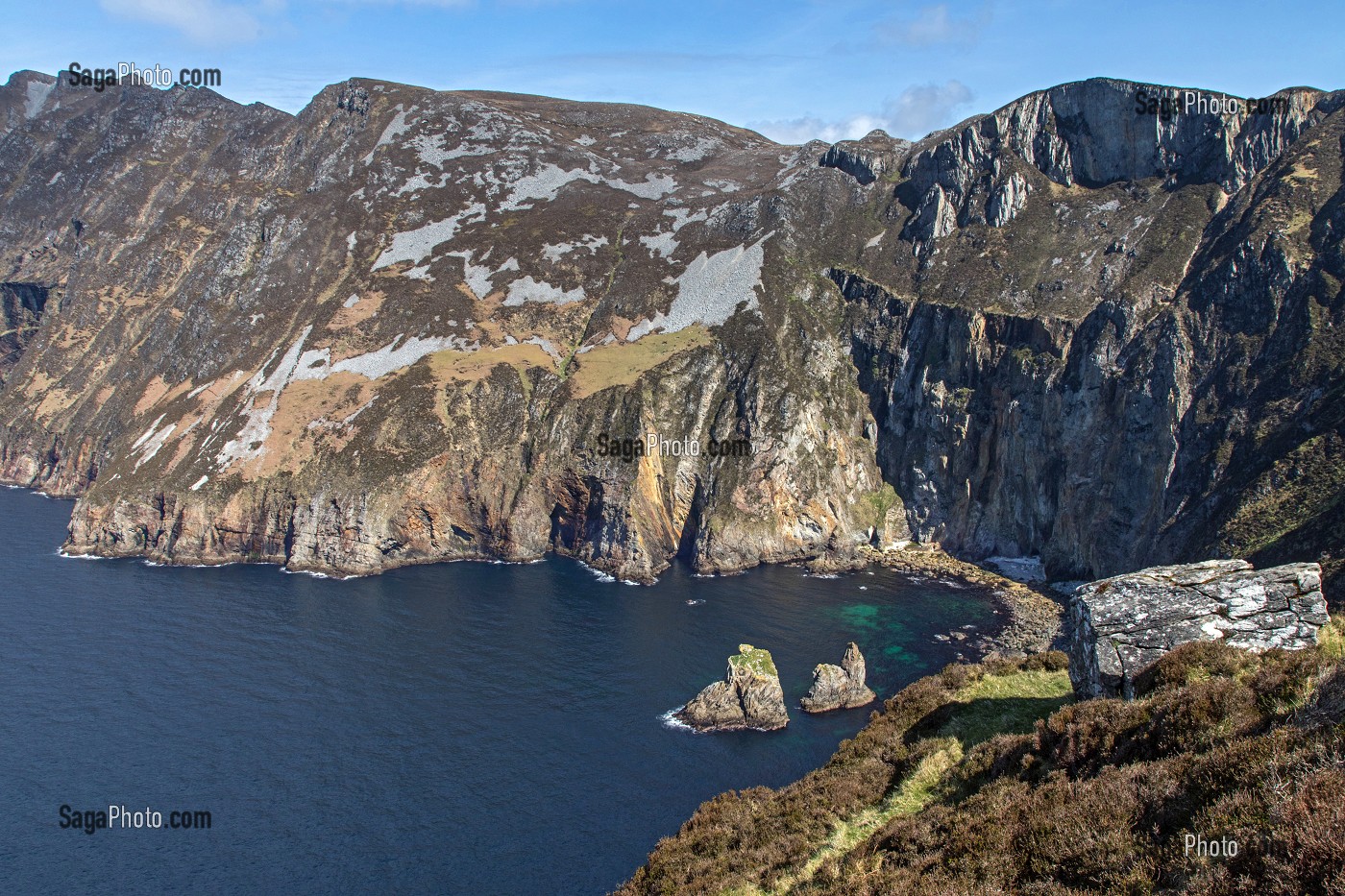 FALAISES DE SLIEVE LEAGUE, PARMI LES PLUS HAUTES D'EUROPE, COMTE DE DONEGAL, IRLANDE 