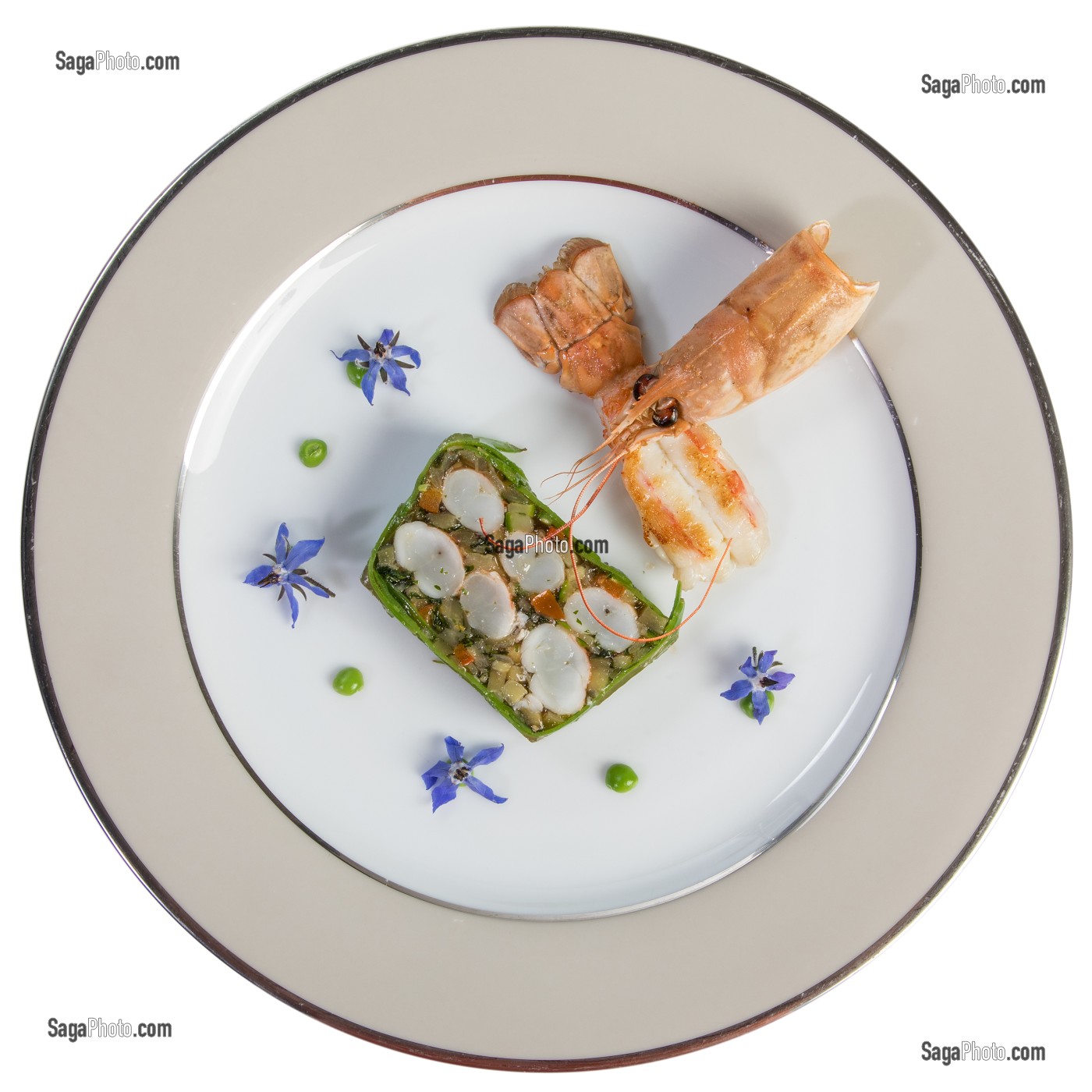 MARBRE DE LANGOUSTINES, RECETTE DU CHEF ETOILE LAURENT CLEMENT, ATELIER DE CUISINE DU COURS GABRIEL, MARCHE DE SAISON, CHARTRES (28), FRANCE 