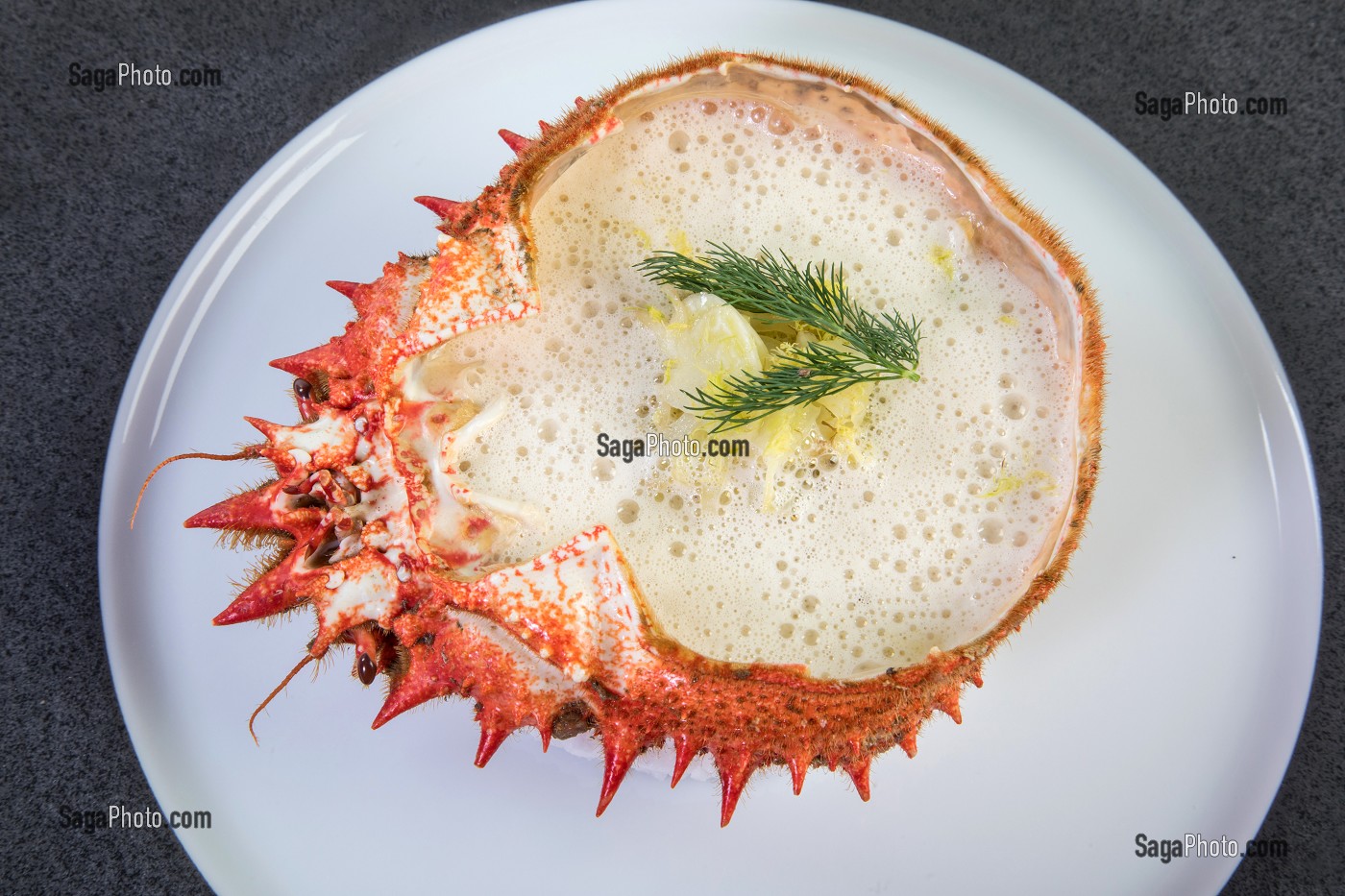 VELOUTE D’ARAIGNEE DE MER, SALADE TIEDE AU FENOUIL, RECETTE DU CHEF ETOILE LAURENT CLEMENT, ATELIER DE CUISINE DU COURS GABRIEL, MARCHE DE SAISON, CHARTRES (28), FRANCE 