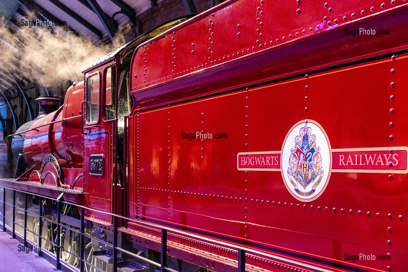 DETAIL DU TRAIN EXPRESS DE POUDLARD, STUDIO TOUR LONDON, THE MAKING OF HARRY POTTER, WARNER BROS, LEAVESDEN, ROYAUME UNI 