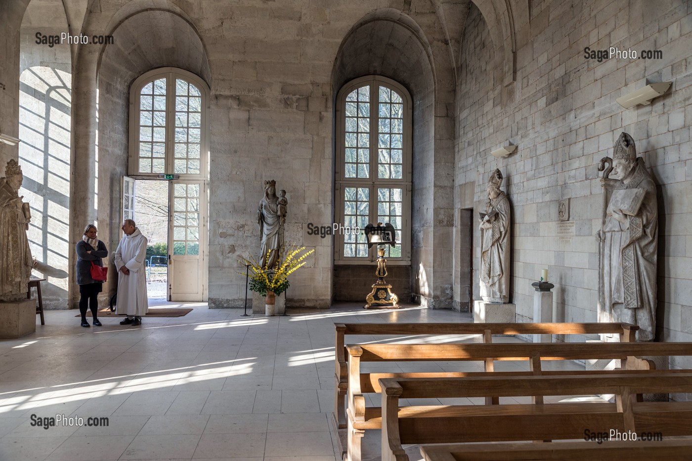 ANCIEN REFECTOIRE TRANSFORME EN EGLISE ABBATIALE, ABBAYE NOTRE-DAME DU BEC CONSTRUITE AU XI EME SIECLE, LE BEC-HELLOUIN (27), FRANCE 