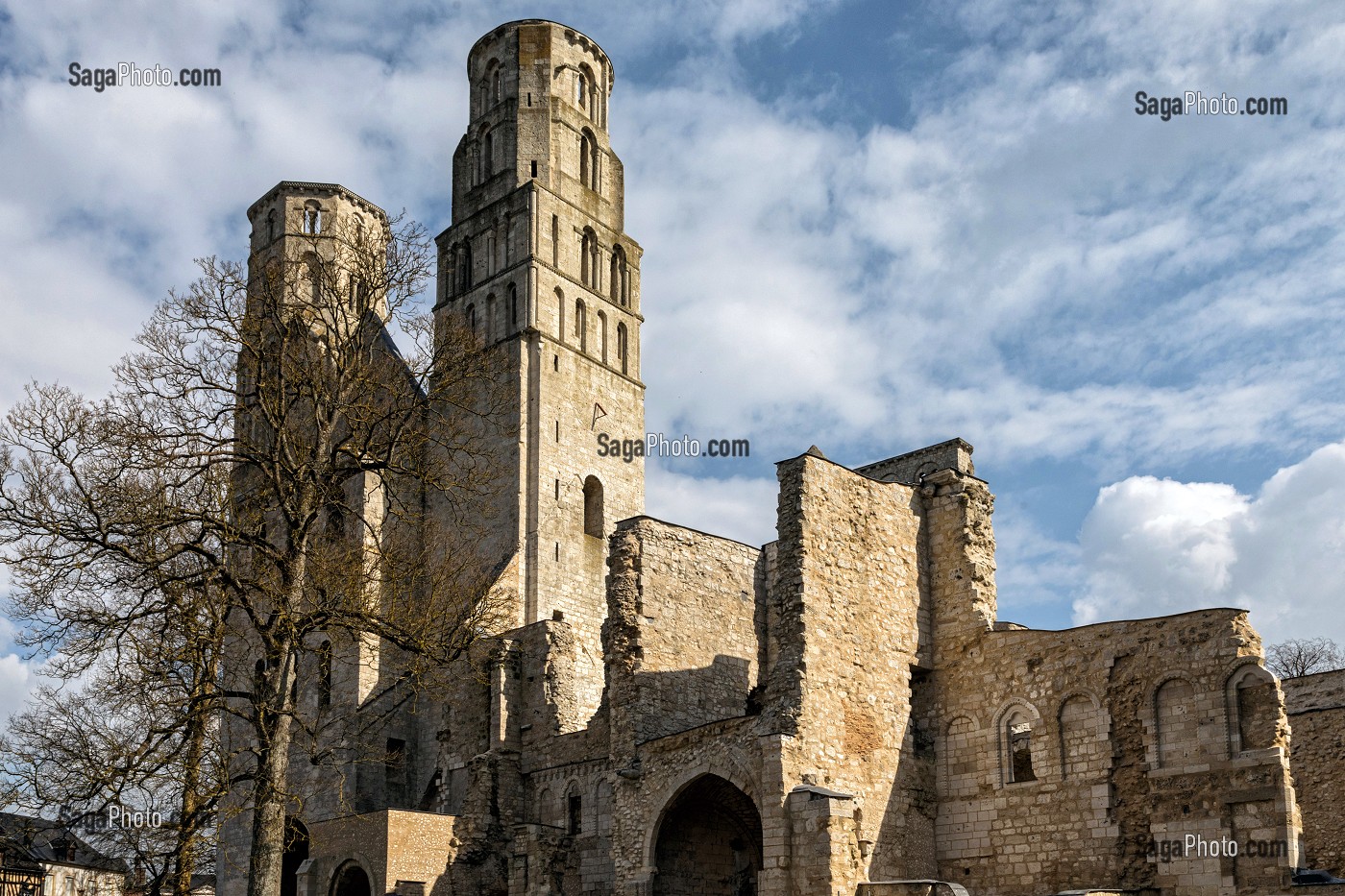 RUINES DE L'ANCIENNE EGLISE ABBATIALE, ABBAYE DE JUMIEGES, ANCIEN MONASTERE BENEDICTIN FONDE AU VII EME SIECLE ET RECONSTRUIT ENTRE LE IX EME ET LE XVII EME SIECLE, (76), FRANCE 