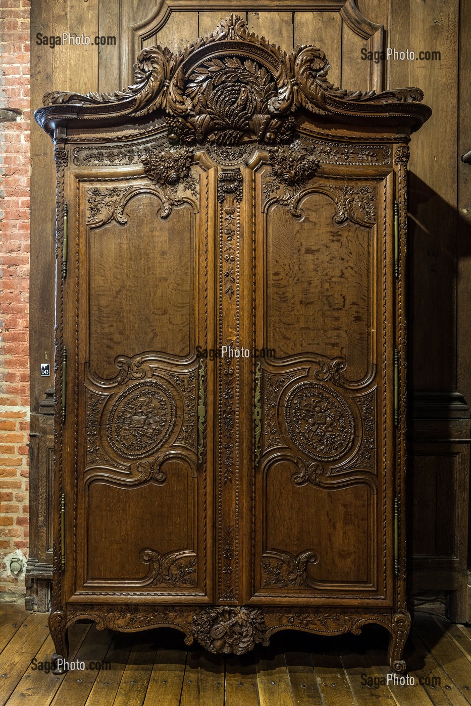 SALLE DES ARMOIRES DU XVIII EME SIECLE, CHATEAU DE MARTAINVILLE DU XV EME SIECLE, MARTAINVILLE-EPREVILLE (76), FRANCE 