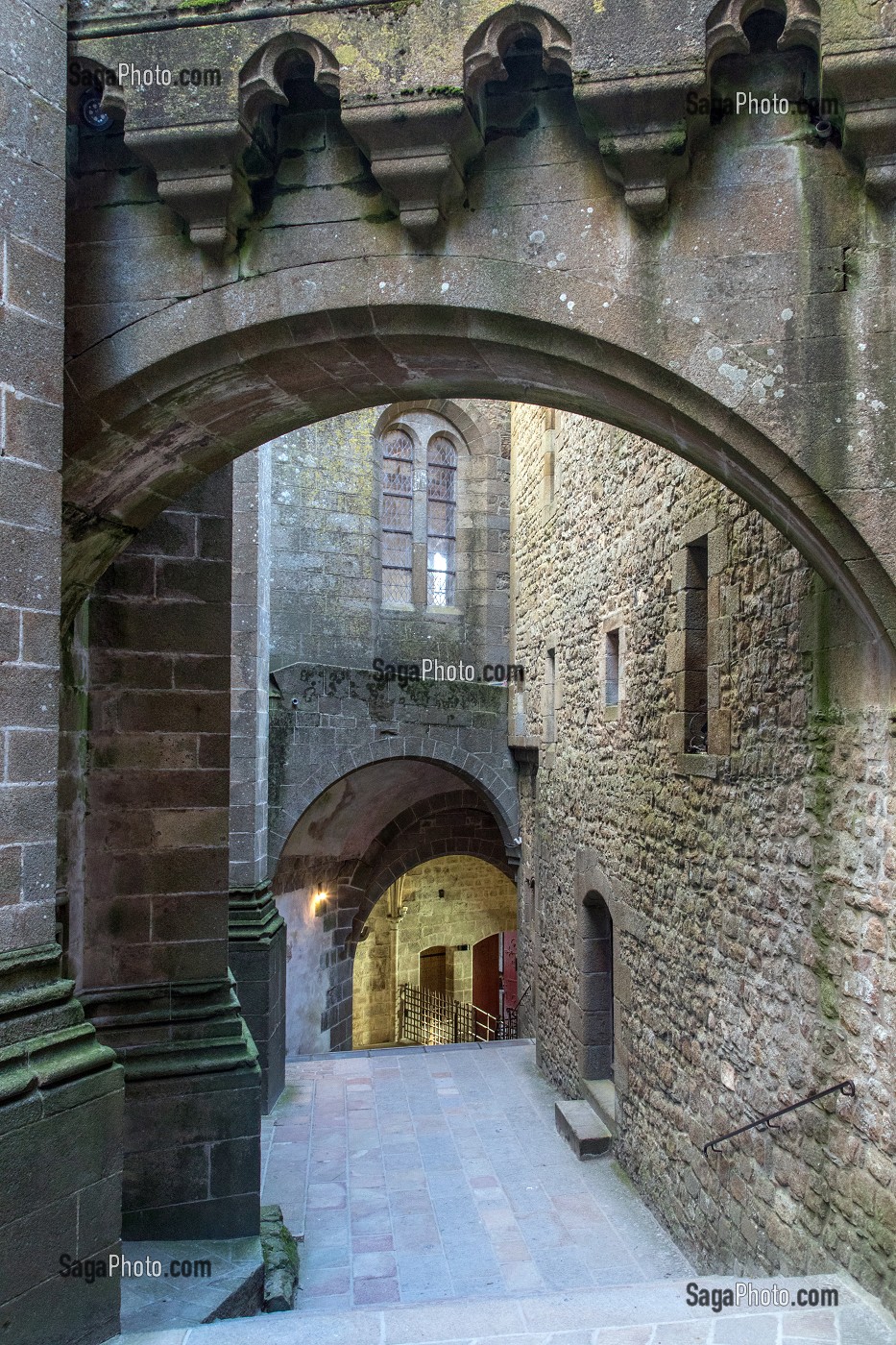 ESCALIER DU GRAND DEGRE INTERIEUR, ABBAYE DU MONT-SAINT-MICHEL (50), FRANCE 