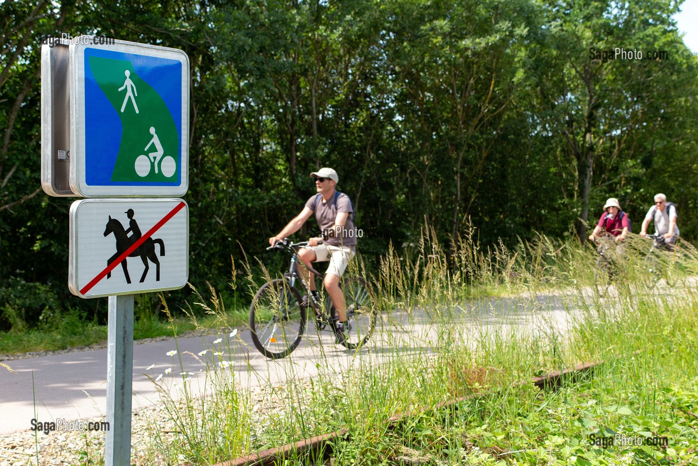 BALADE EN VELO SUR LA VOIE VERTE, CLECY (14), SUISSE NORMANDE, FRANCE 