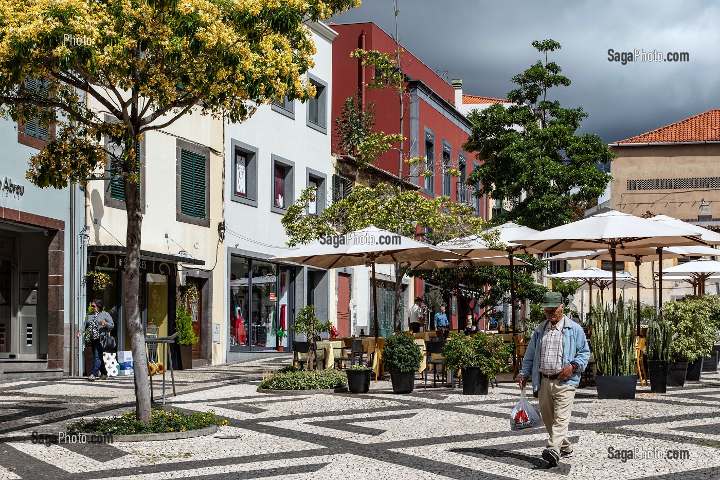 SCENE DE RUE, PRACA DO CARMO, FUNCHAL, ILE DE MADERE, PORTUGAL 