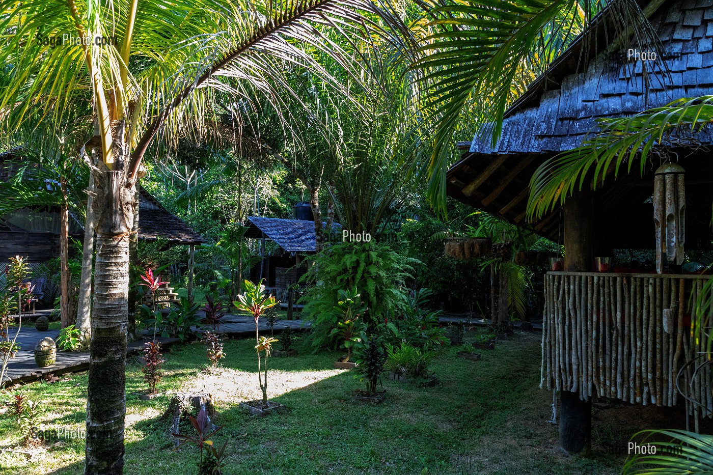 WAPA LODGE AU COEUR DE LA FORET AMAZONIENNE SUR LA RIVIERE KOUROU, GUYANE FRANCAISE, DEPARTEMENT-REGION D'OUTRE-MER, AMERIQUE DU SUD, FRANCE 