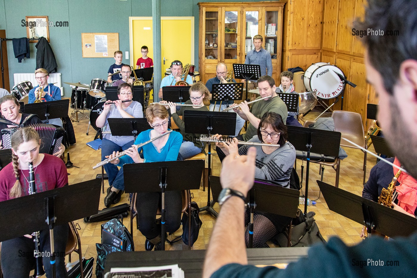 ECOLE DE MUSIQUE L'AVENIR RUGLOIS EN REPETITION, SALLE DE MUSIQUE, RUGLES (27), FRANCE 