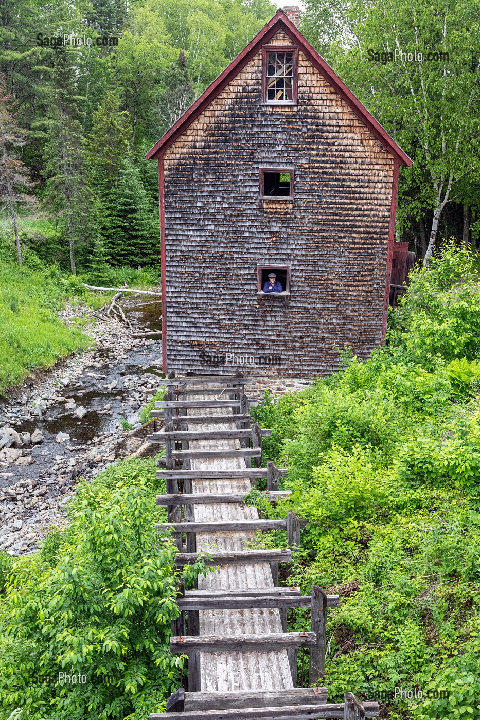 MOULIN A BLE EN BOIS, KINGS LANDING, VILLAGE HISTORIQUE ANGLOPHONE, PAROISSE DE PRINCE-WILLIAM, FREDERICTON, NOUVEAU-BRUNSWICK, CANADA, AMERIQUE DU NORD 