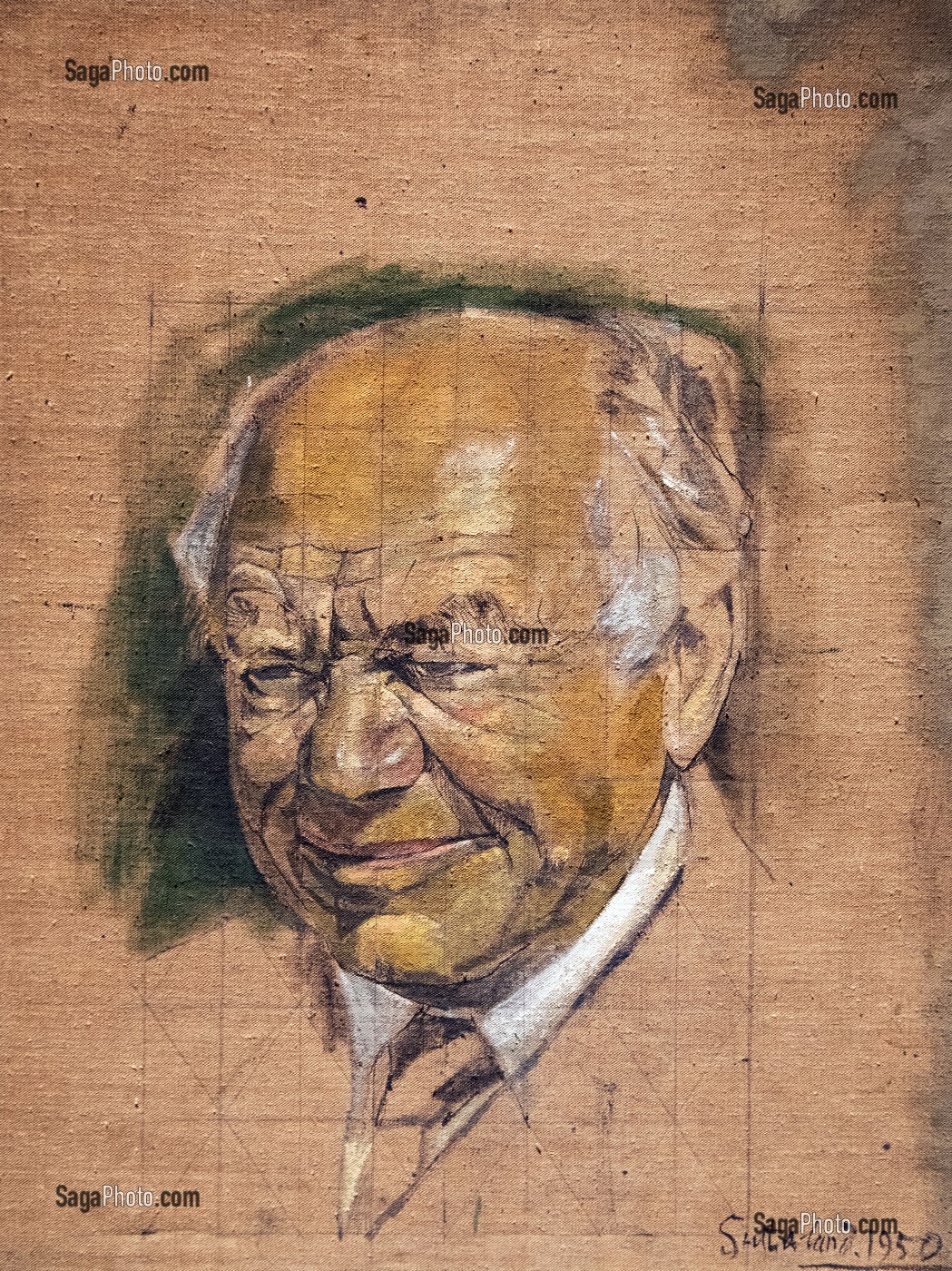 ESQUISSE DE LORD BEAVERBROOK (MAX AIKTEN 1879-1964) PAR GRAHAM VIVIAN SUTHERLAND EN 1950, HUILE SUR TOILE, GALERIE D'ART BEAVERBROOK, FREDERICTON, NOUVEAU-BRUNSWICK, CANADA, AMERIQUE DU NORD 