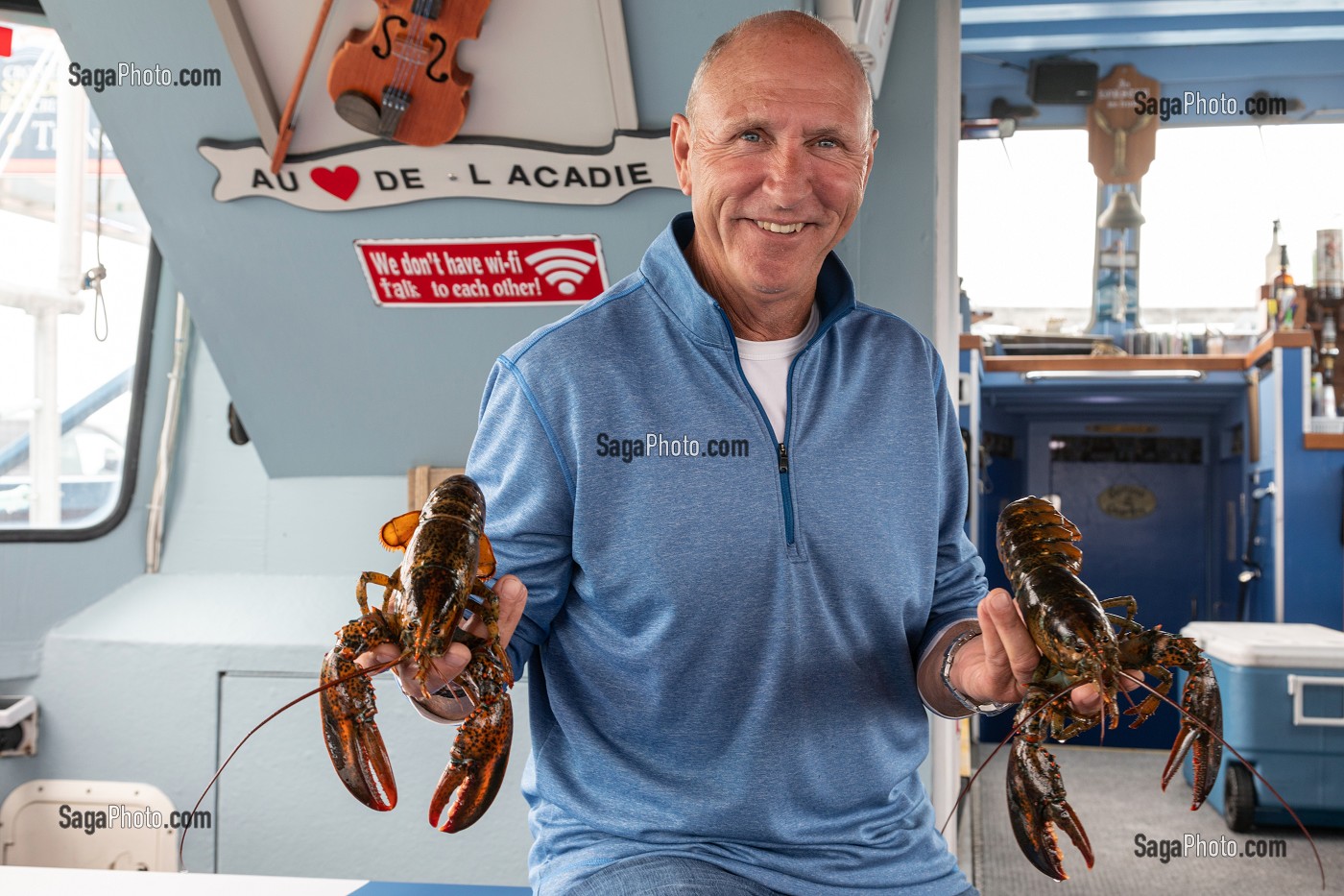 PORTRAIT DU CAPITAINE RON LEBLANC, LA VIE SECRETE DU HOMARD ET VISITE DE LA BAIE DE SHEDIAC, CAPITALE MONDIALE DU HOMARD, NOUVEAU-BRUNSWICK, CANADA, AMERIQUE DU NORD 