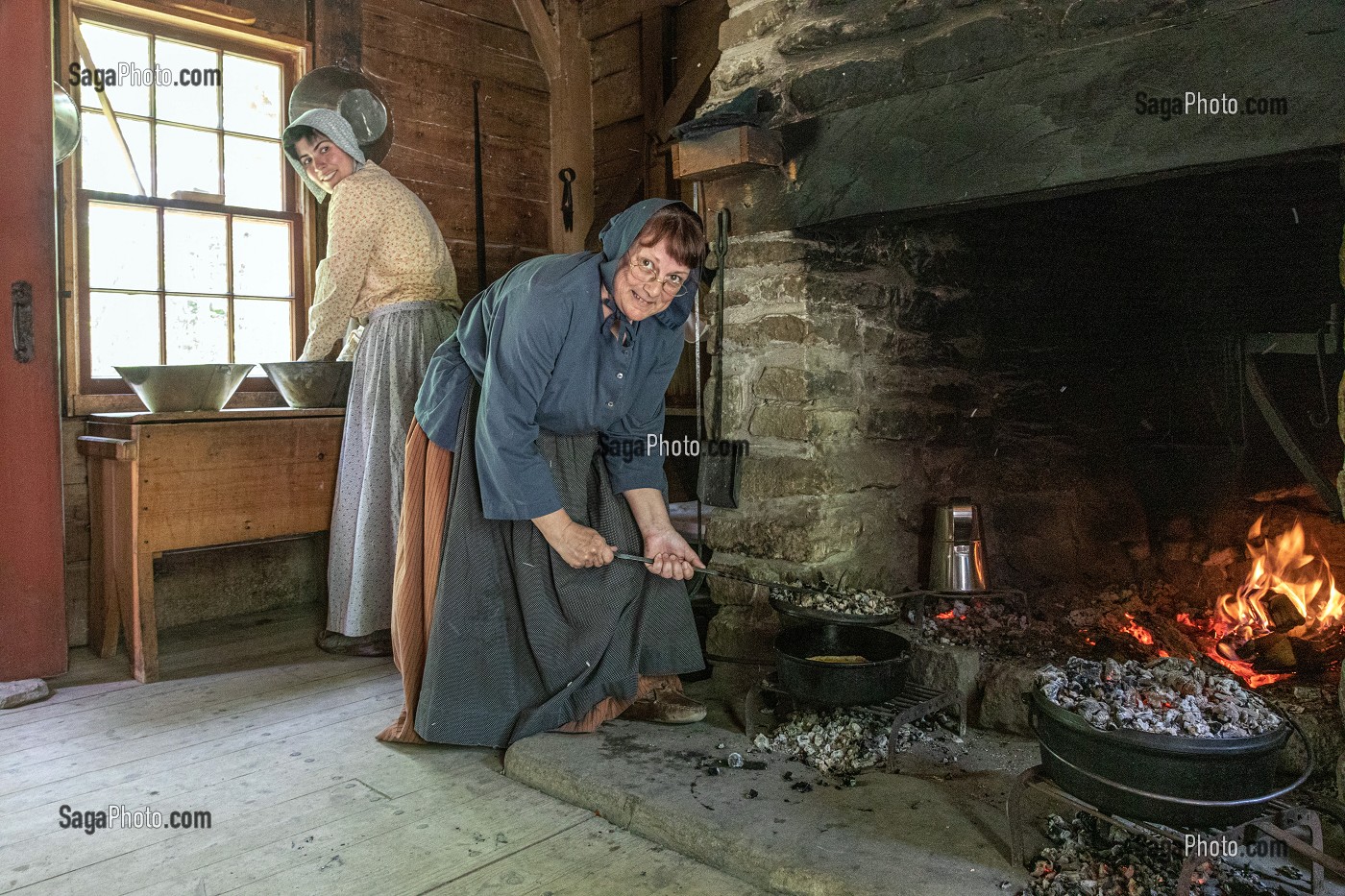 ATELIER DE CUISINE SAVOIE DE 1861, VILLAGE HISTORIQUE ACADIEN, BERTRAND, NOUVEAU-BRUNSWICK, CANADA, AMERIQUE DU NORD 