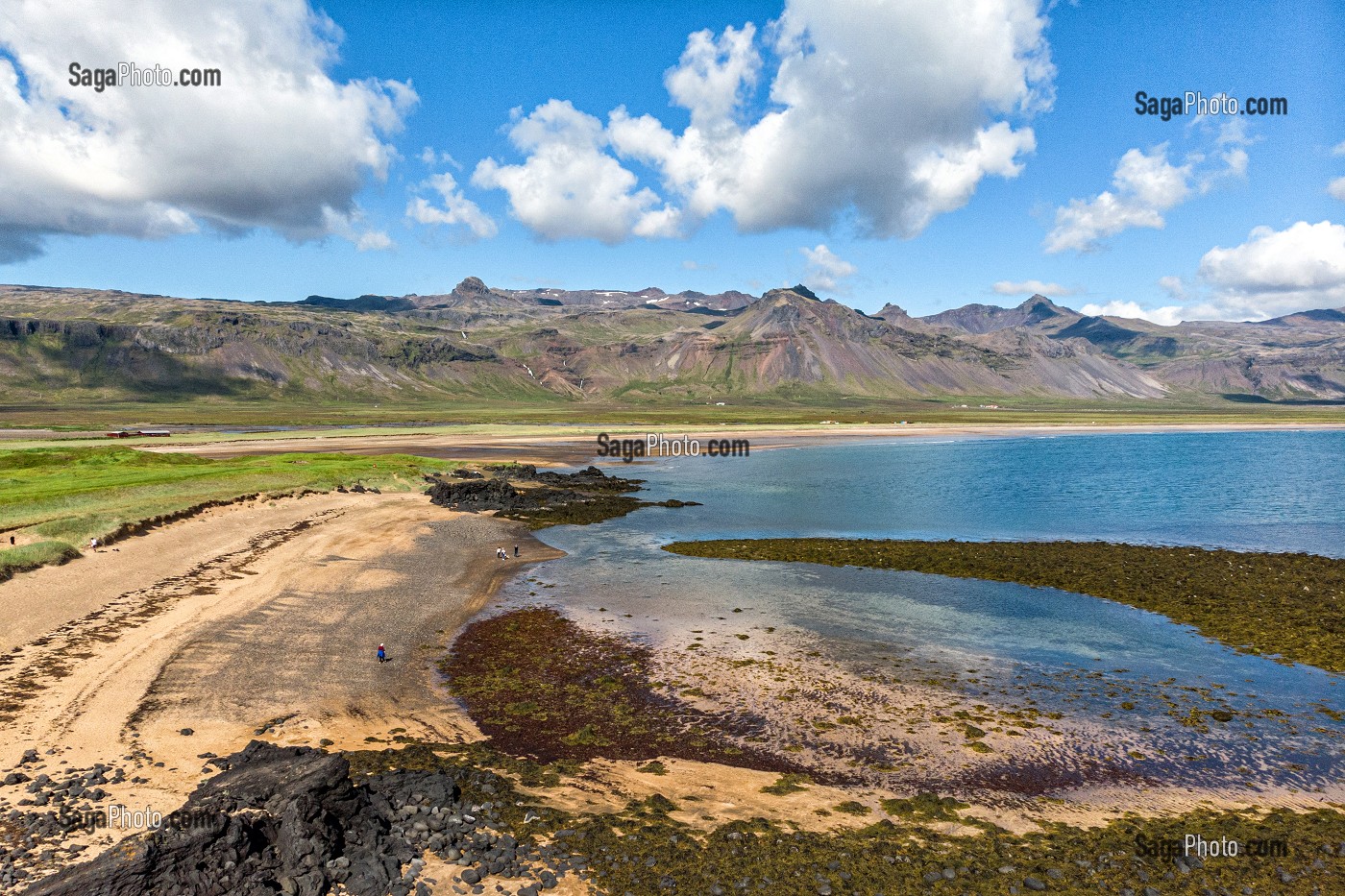 PLAGE DE BUDA, BUDHIR, PRESQU'ILE VOLCANIQUE DE GRUNDARFJORDUR, PENINSULE DE SNAEFFELSNES DECRITE DANS LE ROMAN DE JULES VERNES, ARNARSTAPI, ISLANDE 