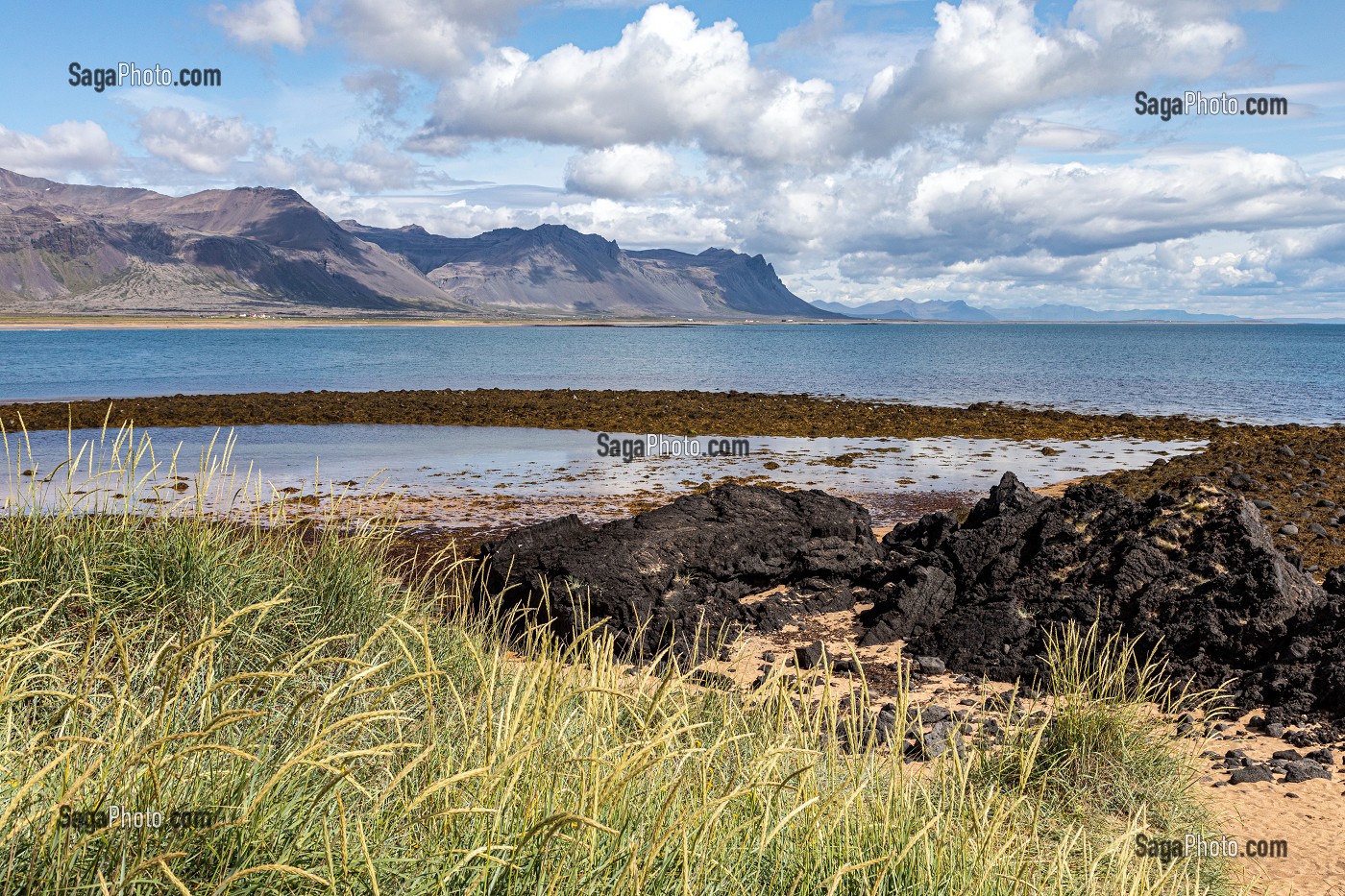 PLAGE DE BUDA, BUDHIR, PRESQU'ILE VOLCANIQUE DE GRUNDARFJORDUR, PENINSULE DE SNAEFFELSNES DECRITE DANS LE ROMAN DE JULES VERNES, ARNARSTAPI, ISLANDE 