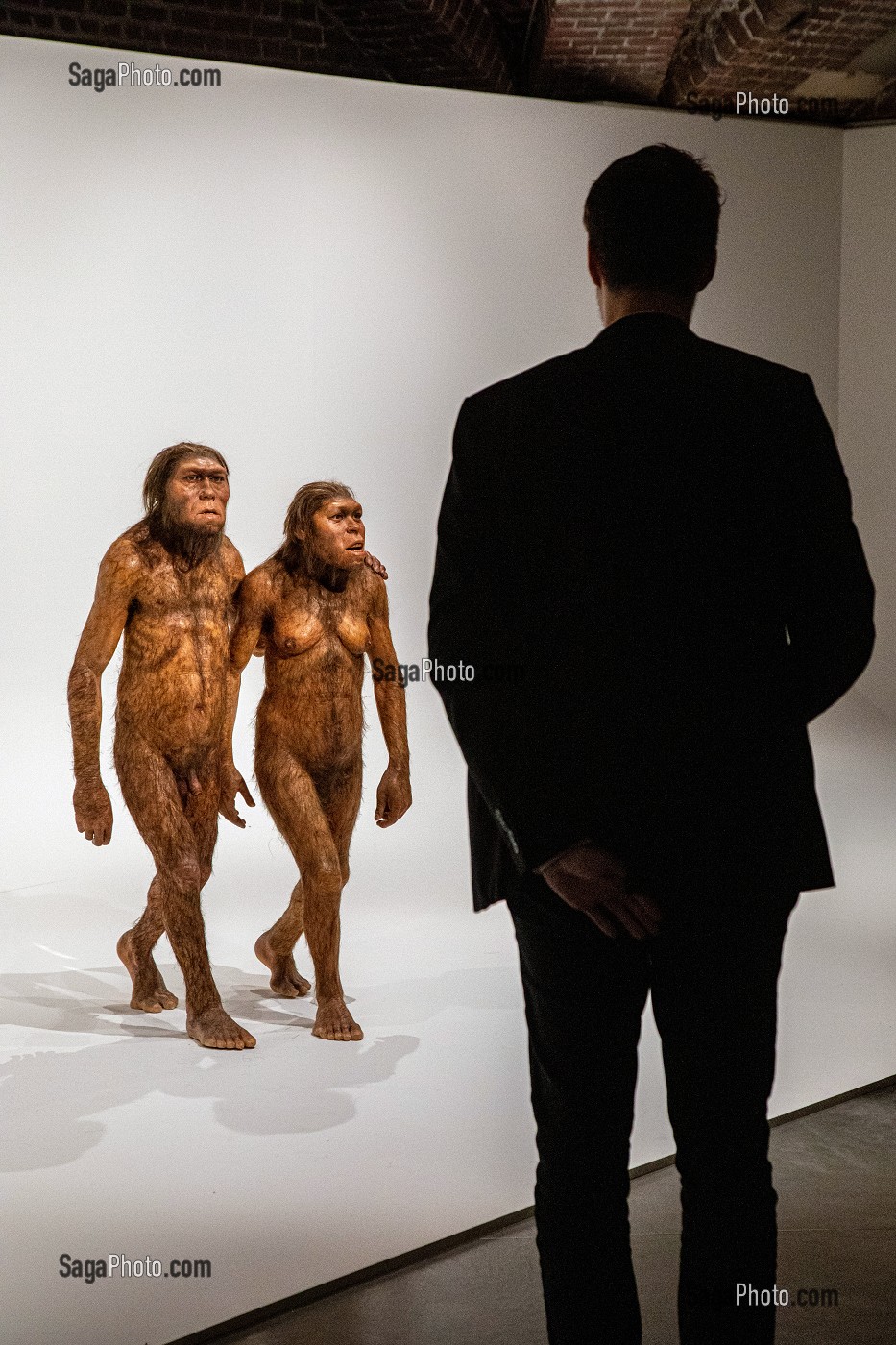 VISITEUR DEVANT LES OEUVRES DE TIM NOBLE ET SUE WEBSTER (STOUD 1966, LEICESTER 1967), LES MAITRES DE L'UNIVERS, PALAIS DES BEAUX-ARTS, LILLE, NORD, FRANCE 