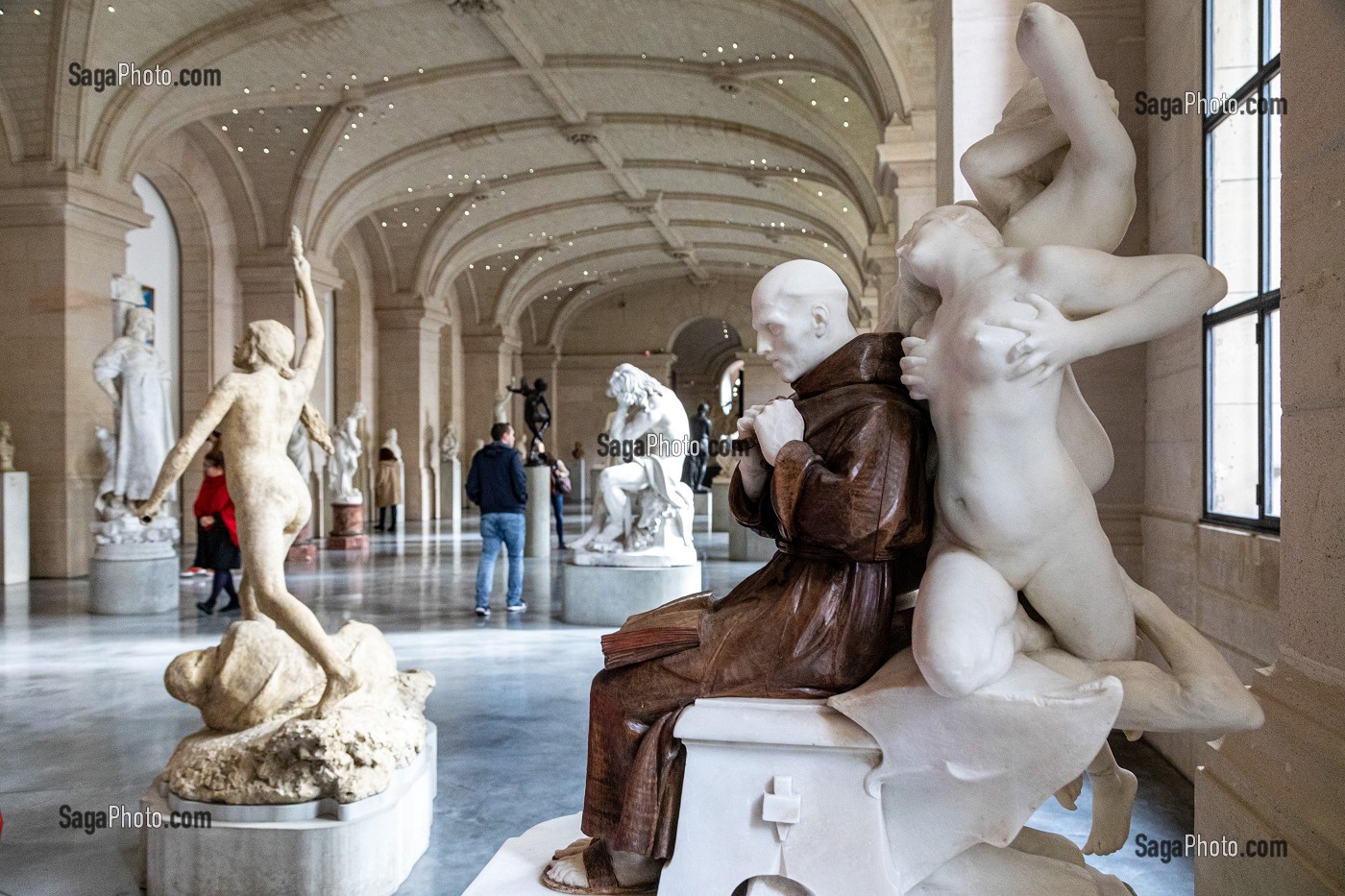OBSESSION EN MARBRE BLANC ET BOIS D'ACAJOU D'ALPHONSE AMEDEE CORDONNIER, 1900, SALLE DES SCULPTURES DU XIX EME SIECLE, PALAIS DES BEAUX-ARTS, LILLE, NORD, FRANCE 