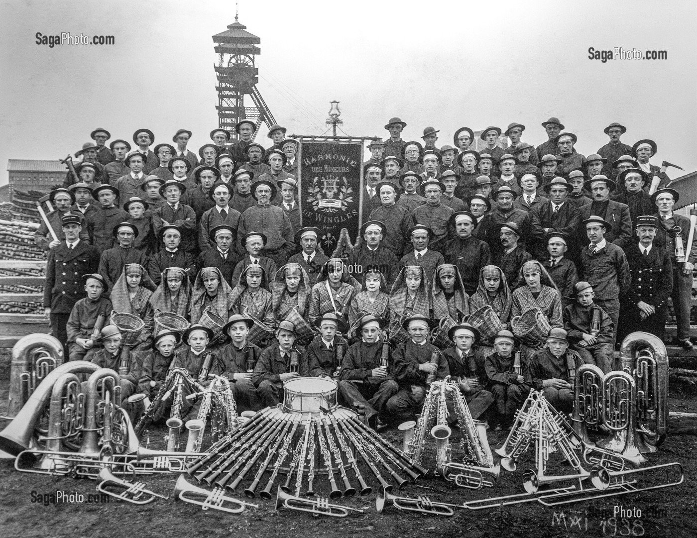 HARMONIE DES MINEURS DE WINGLES, COLLECTION DU MUSEE DE LA MINE DU NORD-PAS DE CALAIS, CENTRE HISTORIQUE MINIER LEWARDE, NORD, FRANCE 