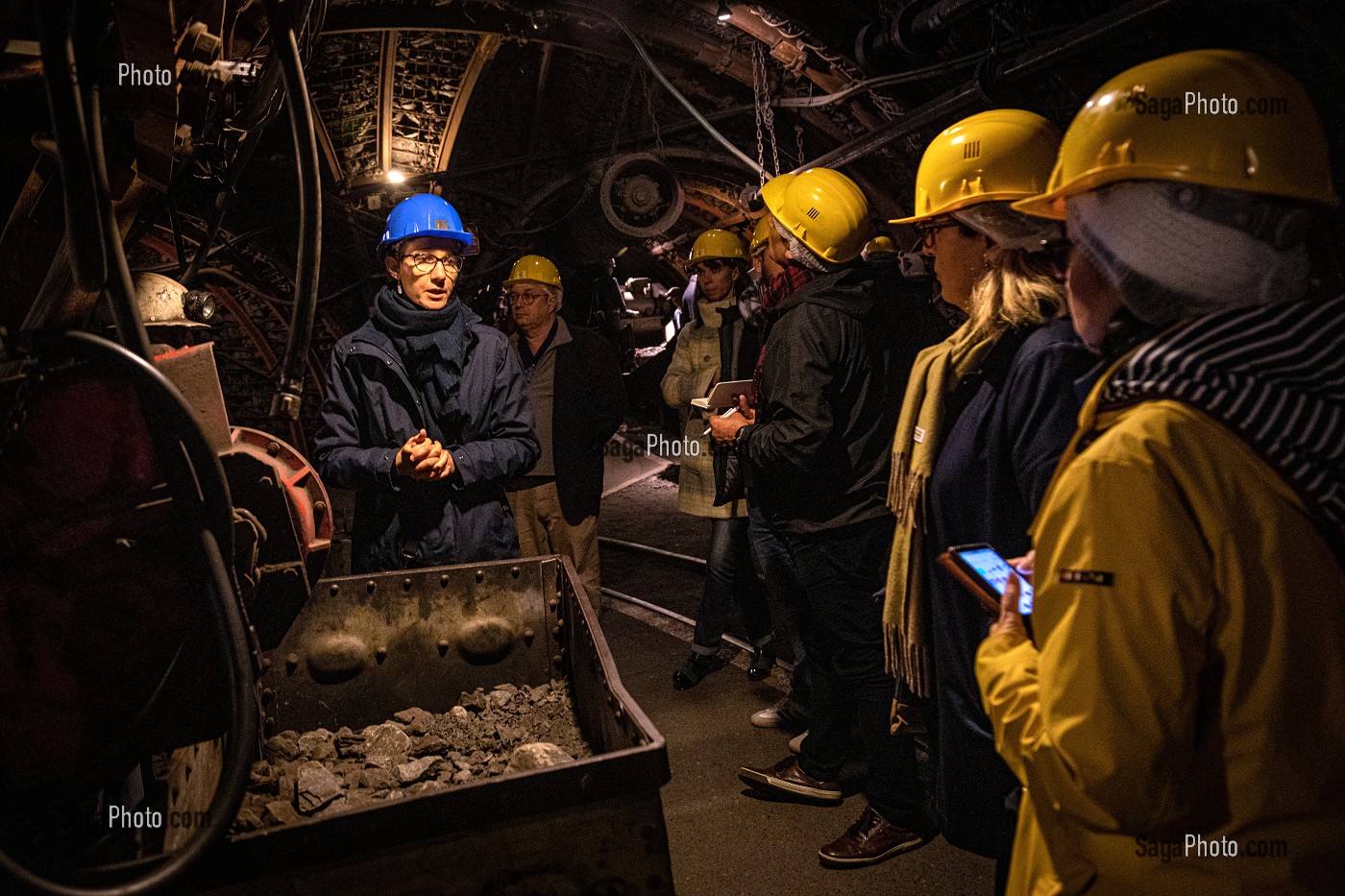 VISITE GUIDEE A L'INTERIEUR DE LA MINE, MUSEE DE LA MINE DU NORD-PAS DE CALAIS, CENTRE HISTORIQUE MINIER LEWARDE, NORD, FRANCE 