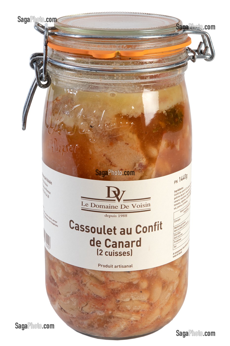 CASSOULET AU CONFIT DE CANARD, BOUTIQUE A LA FERME, PRODUCTEUR DE FOIE GRAS ET DE CONSERVES A BASE DE CANARD, DOMAINE DE VOISIN, TILLAY-LE-PENEUX, EURE-ET-LOIR, FRANCE 