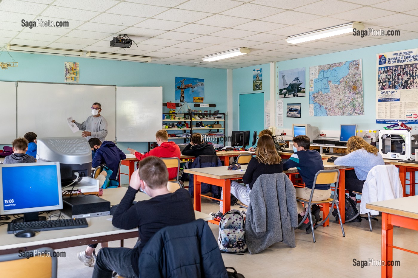 SALLE DE TECHNOLOGIE, COLLEGE DE RUGLES, RUGLES, EURE, NORMANDIE, FRANCE 