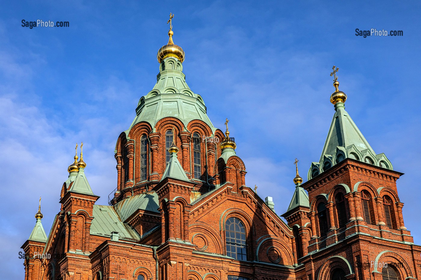 CLOCHERS DE LA CATHEDRALE OUSPENSKI, CENTRE DE L'EGLISE ORTHODOXE DE FINLANDE, HELSINKI, FINLANDE, EUROPE 