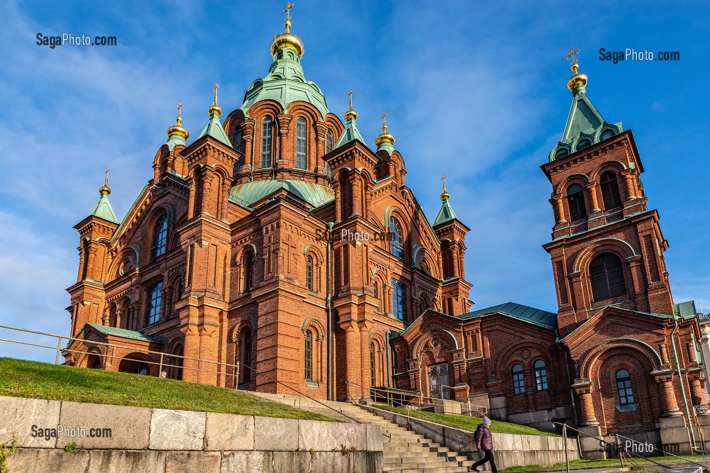 CLOCHERS DE LA CATHEDRALE OUSPENSKI, CENTRE DE L'EGLISE ORTHODOXE DE FINLANDE, HELSINKI, FINLANDE, EUROPE 