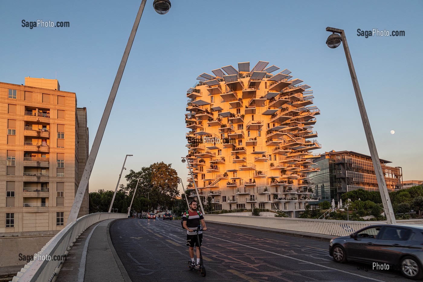 IMMEUBLE MODERNE L'ARBRE BLANC, ARCHITECTES SOO FOUJIMOTO, NICOLAS LAISNE ET MANAL RACHDI, BATIMENT ELU PLUS BEL IMMEUBLE RESIDENTIEL DU MONDE EN 2019, PLACE CHRISTOPHE COLOMB, MONTPELLIER, HERAULT, OCCITANIE, FRANCE 