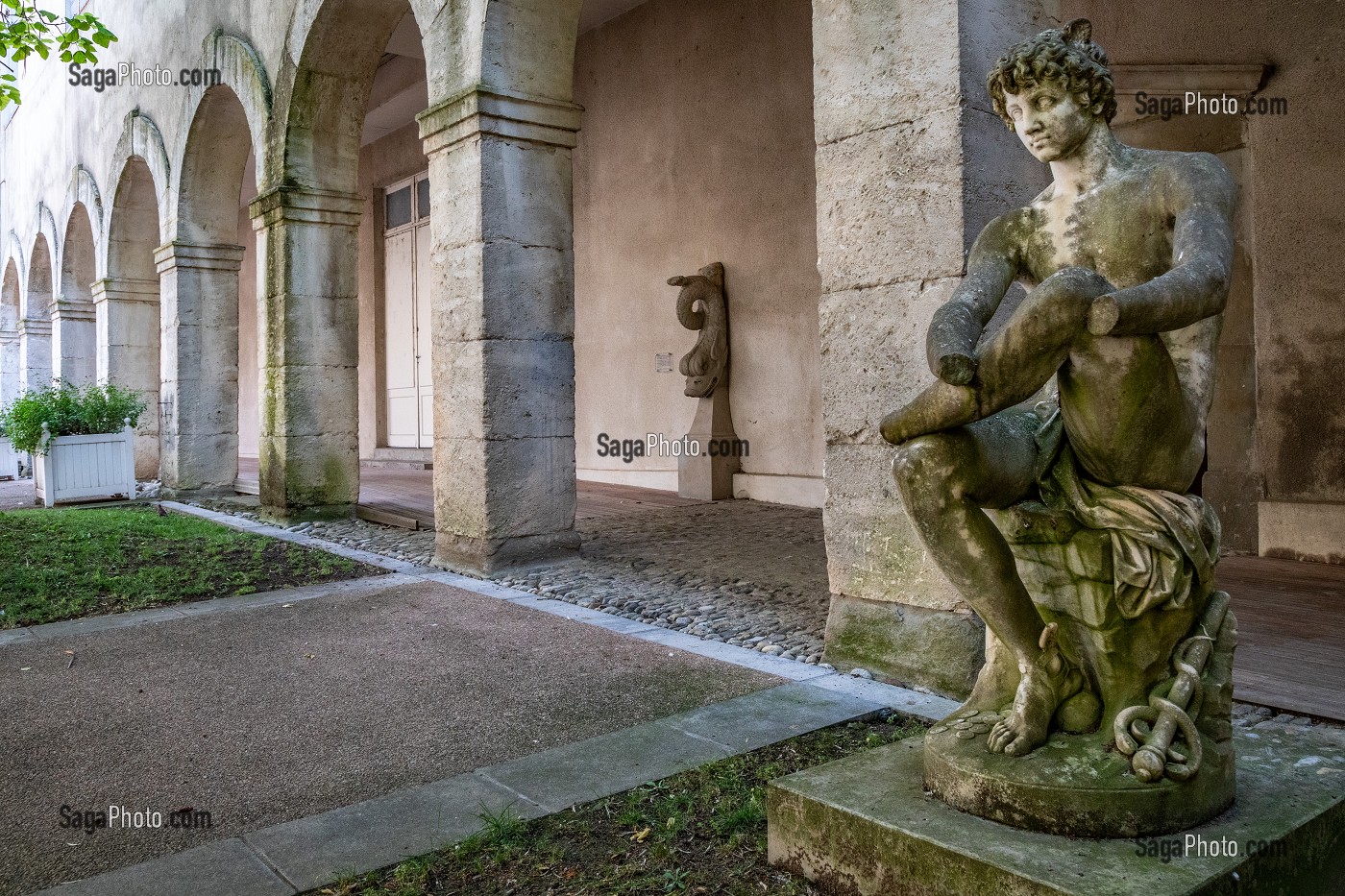 COUR INTERIEURE, MUSEE DES BEAUX-ARTS, CARCASSONNE, AUDE, OCCITANIE, FRANCE 