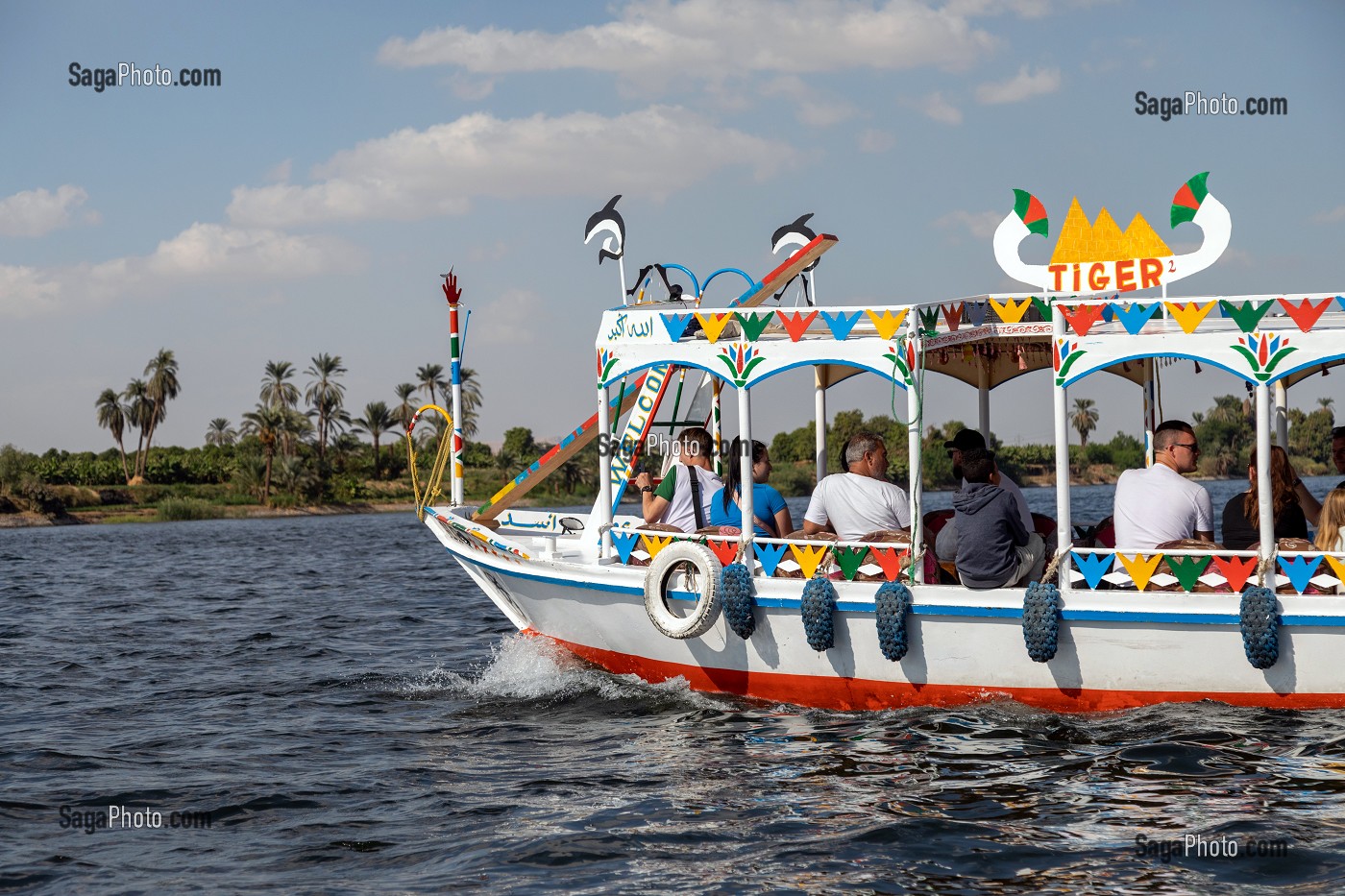 BATEAU TAXI POUR TRAVERSER LE NIL, LOUXOR, EGYPTE, AFRIQUE 