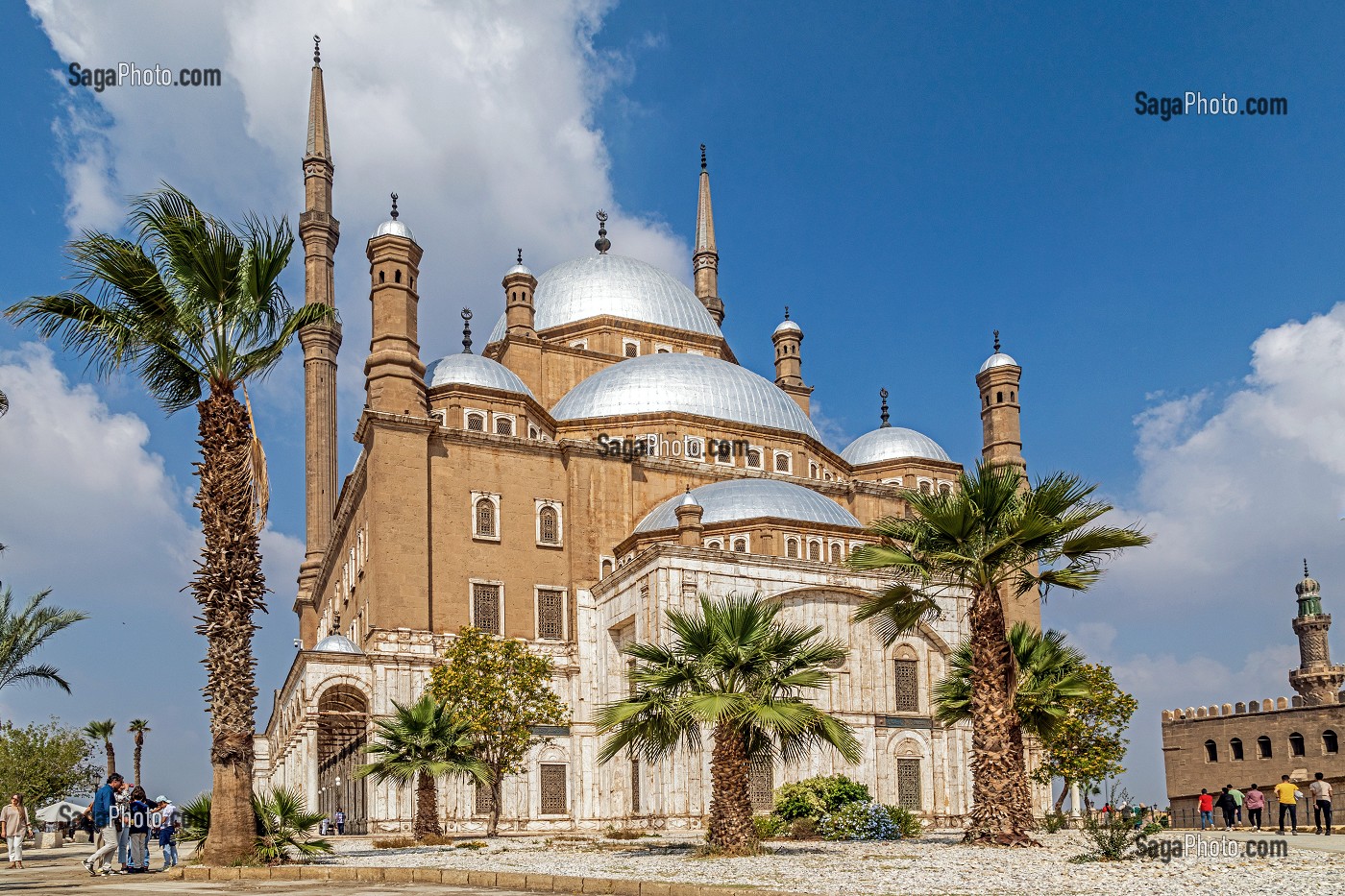 MINARETS ET COUPOLES DE LA MOSQUEE D'ALBATRE DE MEHEMET ALI DE STYLE TURC DU XIX EME SIECLE, ENCEINTE DE LA CITADELLE DE SALADIN, SALAH EL DIN, LE CAIRE, EGYPTE, AFRIQUE 