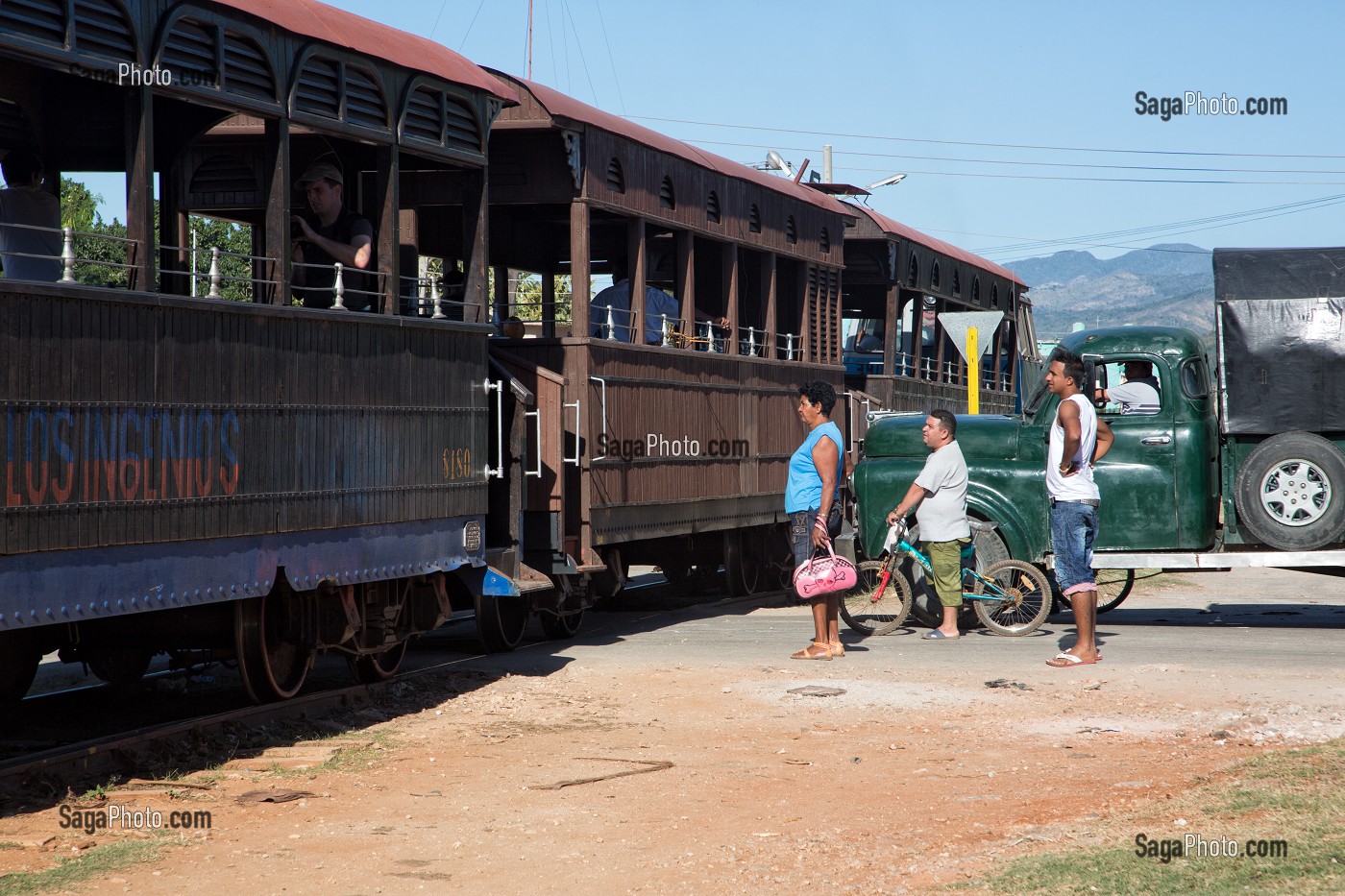 TRAIN TOURISTIQUE DANS LA VALLEE DE LOS INGENIOS, REGION DES ANCIENNES PLANTATIONS DE CANNE A SUCRE, CLASSEE AU PATRIMOINE MONDIAL DE L'HUMANITE PAR L'UNESCO, CUBA, CARAIBES 