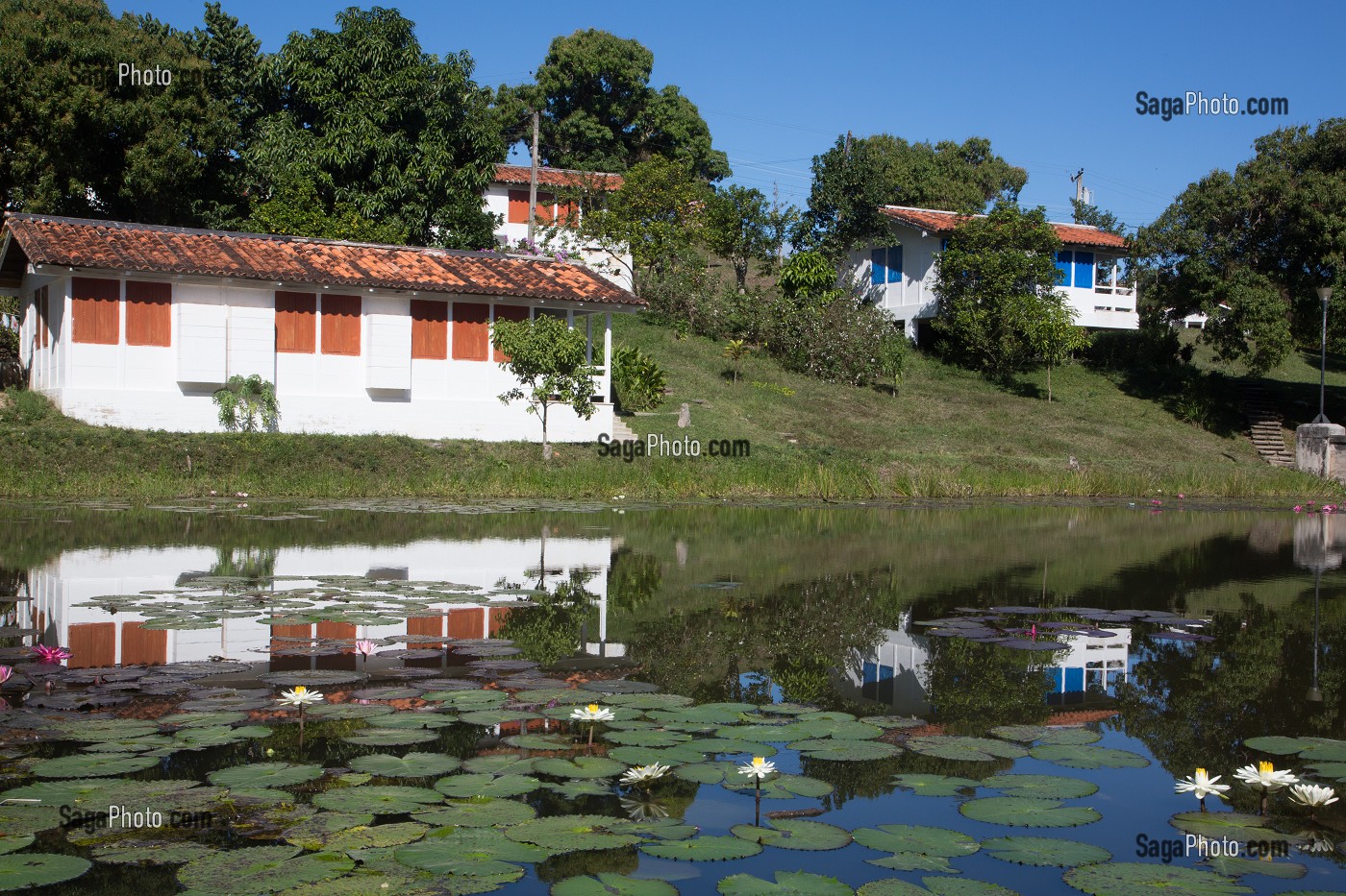 LAC NATUREL DU VILLAGE ECOLOGIQUE DE LAS TERRAZAS, BIOSPHERE CLASSEE COMME RESERVE MONDIALE AU PATRIMOINE DE L'HUMANITE PAR L'UNESCO, CUBA, CARAIBES 