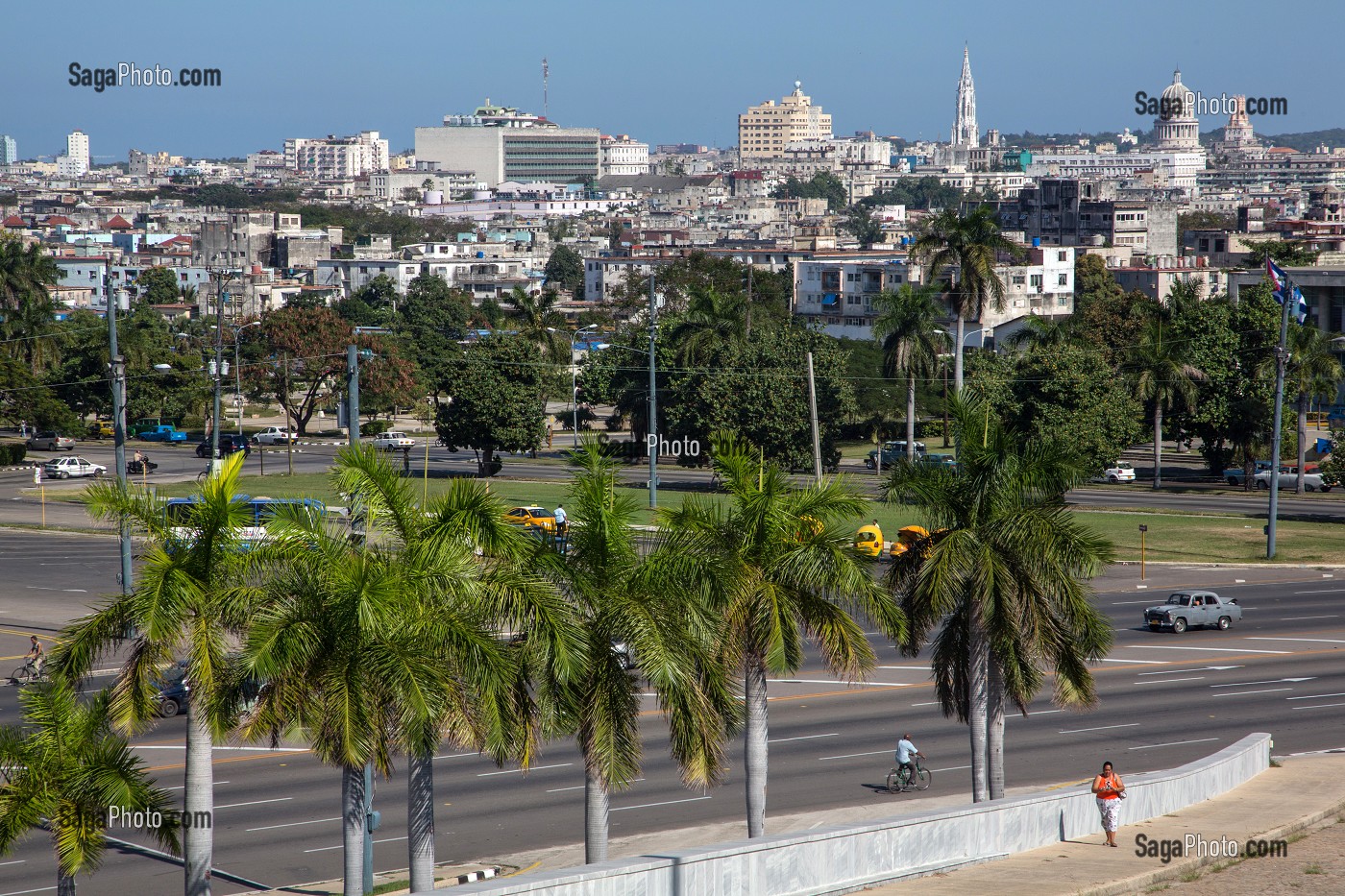 VUE SUR LE CENTRE-VILLE DEPUIS LA PLACE DE LA REVOLUTION, PLAZA DE LA REVOLUCION, LA HAVANE, CUBA, CARAIBES 